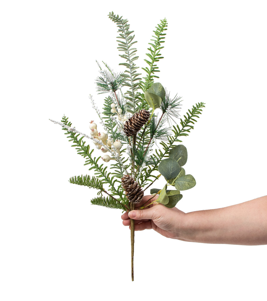 23" Snow Berry, Pine, Eucalyptus Spray detail photo 4