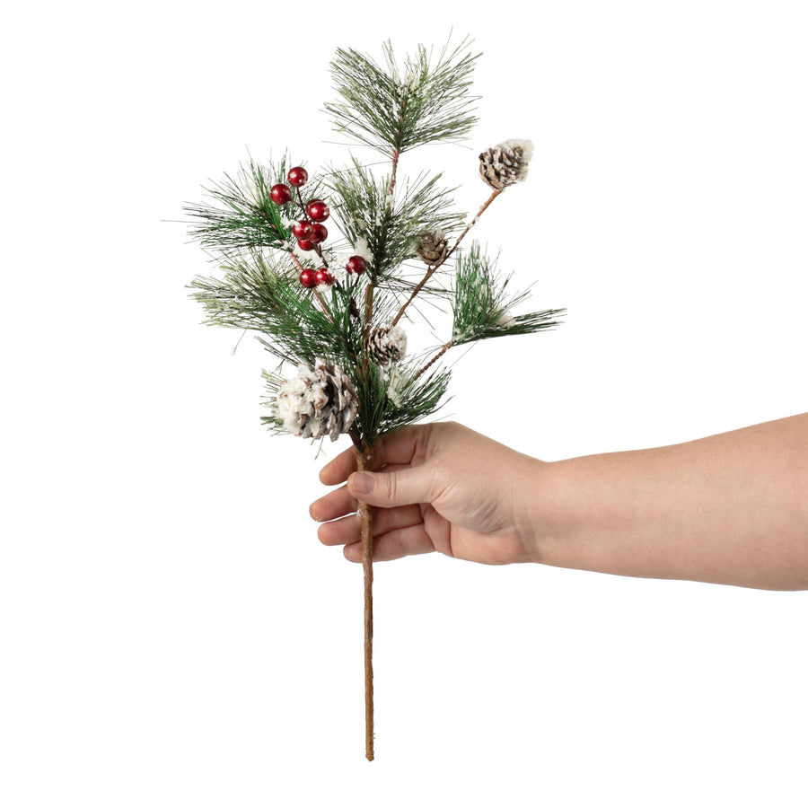 18" Snow Clump Pine Berry Spray detail photo 3