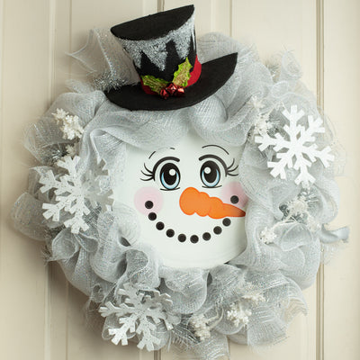10" Snow Covered Felt Snowman Half-a-Hat Lifestyle Photo