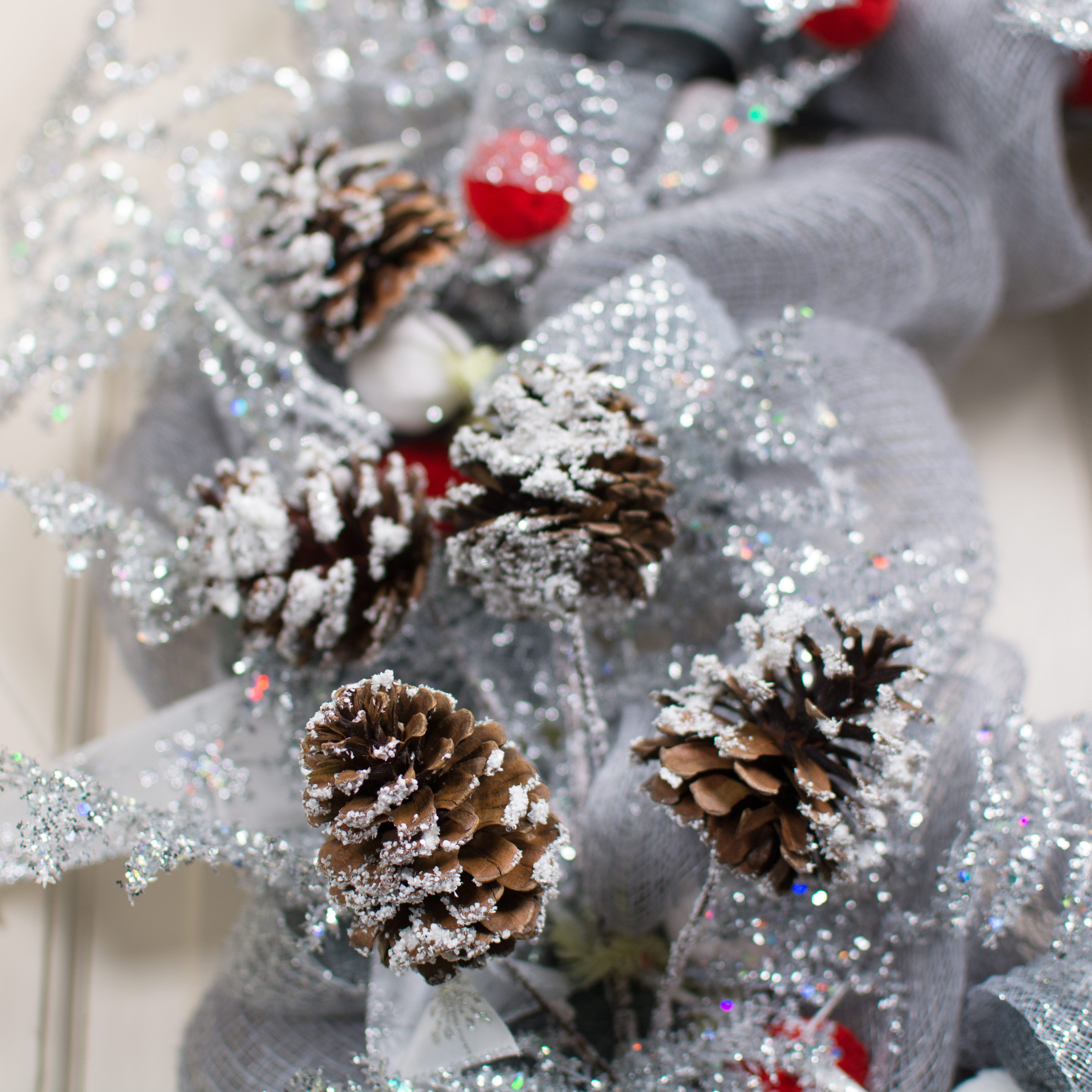 21" Snow Covered Pinecone Spray Lifestyle Photo