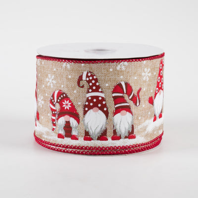 2.5" Snow Day Gnomes Linen Ribbon: Natural (10 Yards) Item Number: 72231-40-15
