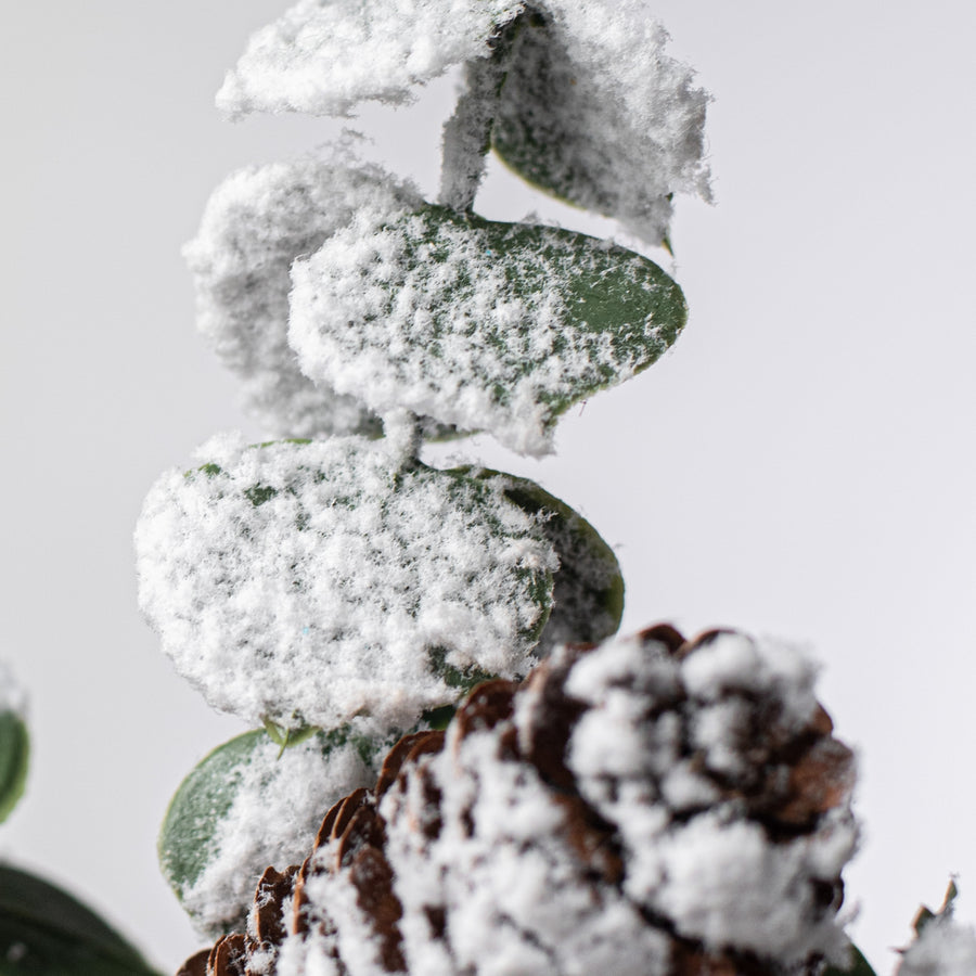 18" Snow Eucalyptus Pinecone Spray detail photo 4
