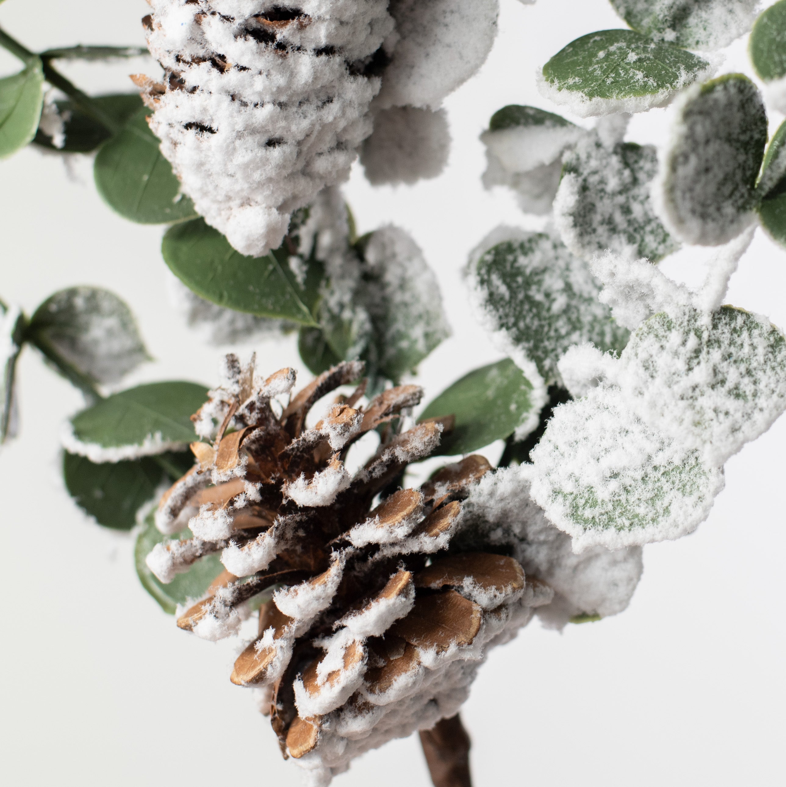 18" Snow Eucalyptus Pinecone Spray detail photo 5