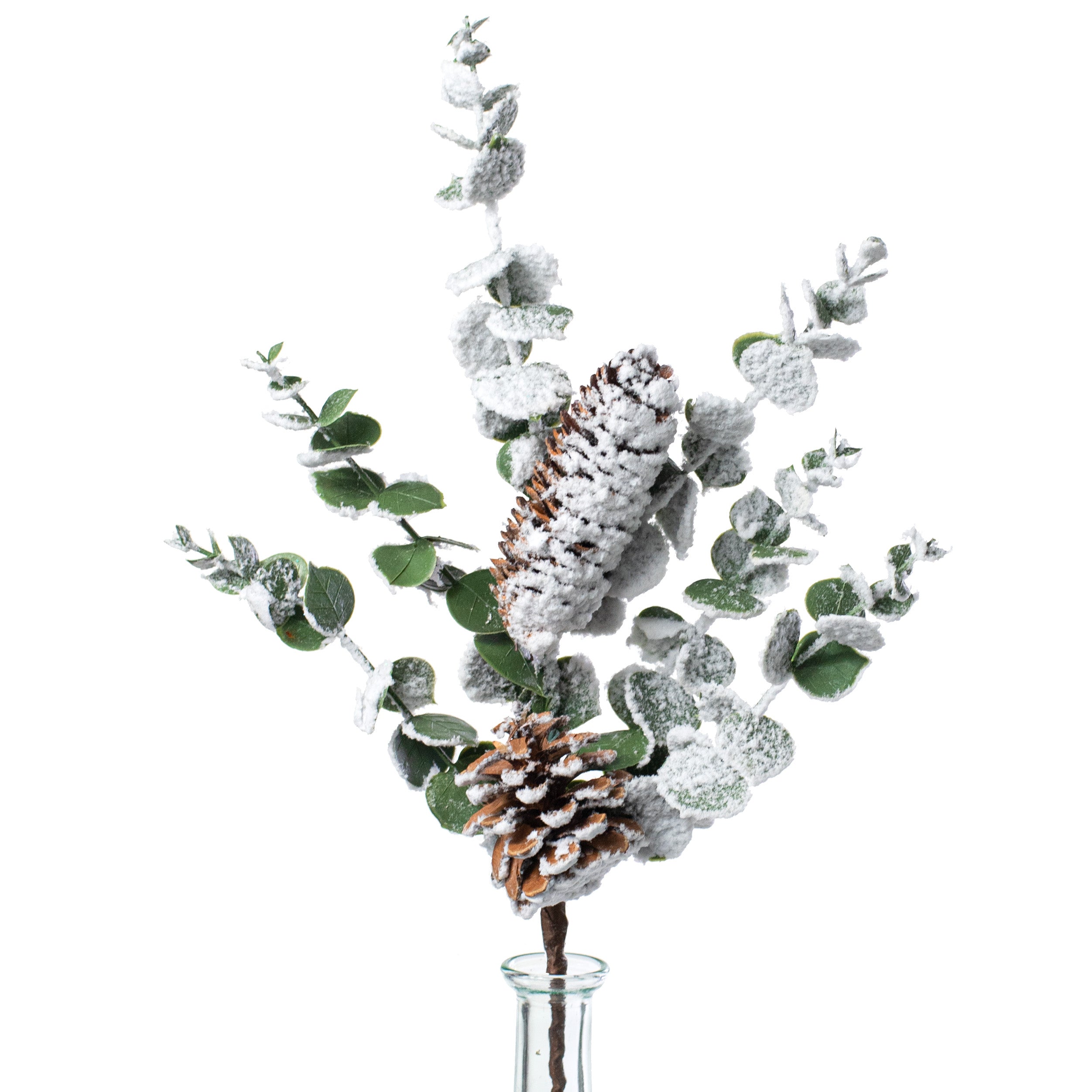 18" Snow Eucalyptus Pinecone Spray Item Number: 83813SP18