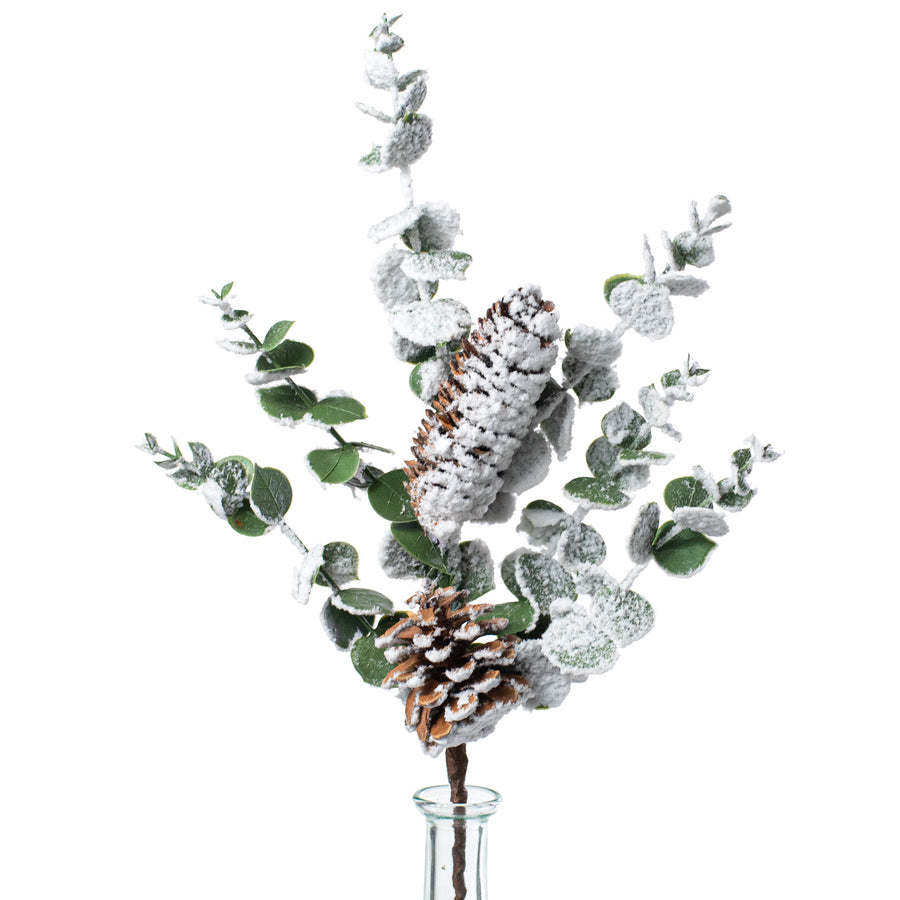 18" Snow Eucalyptus Pinecone Spray Item Number: 83813SP18