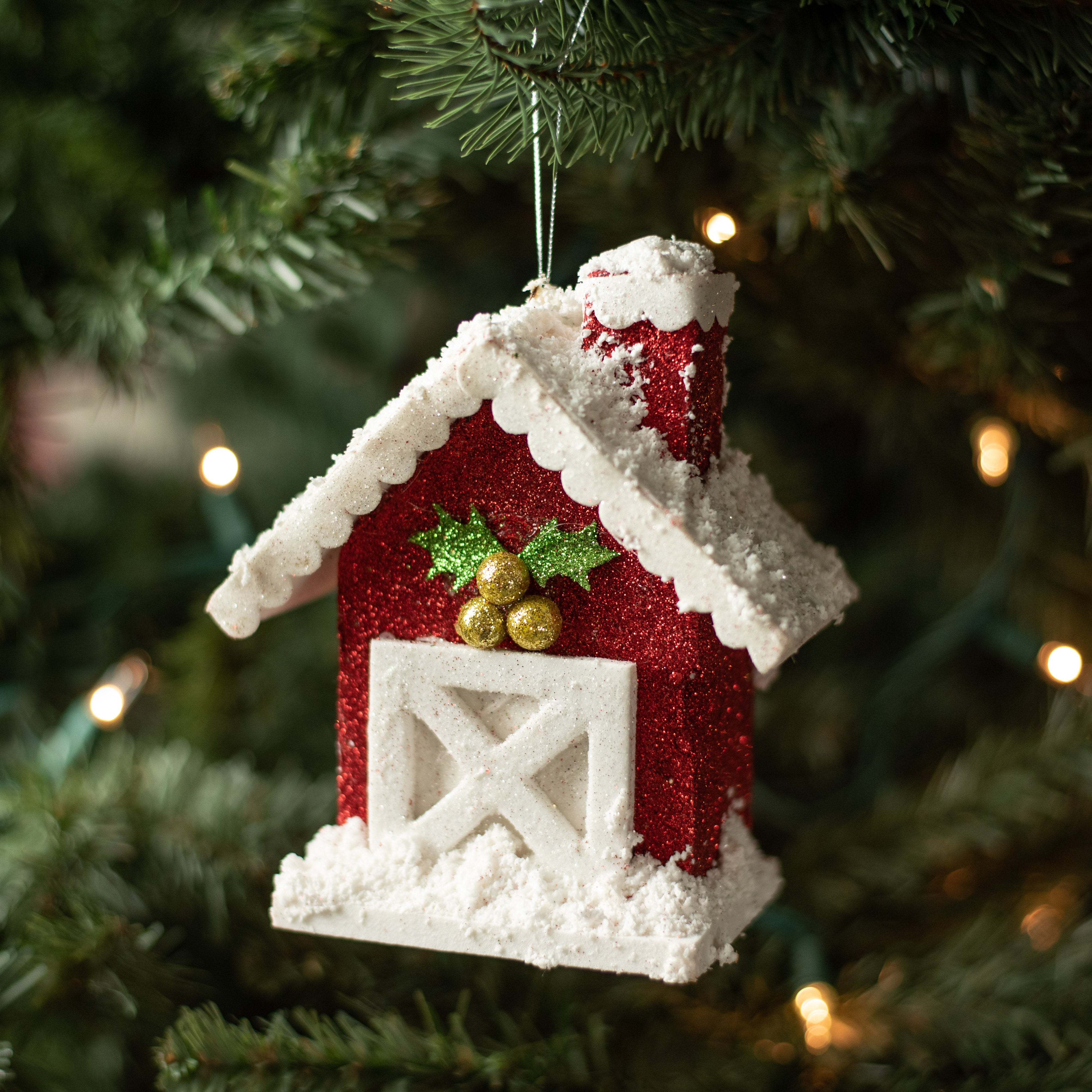 5" Snow Farm House Ornament Lifestyle Photo