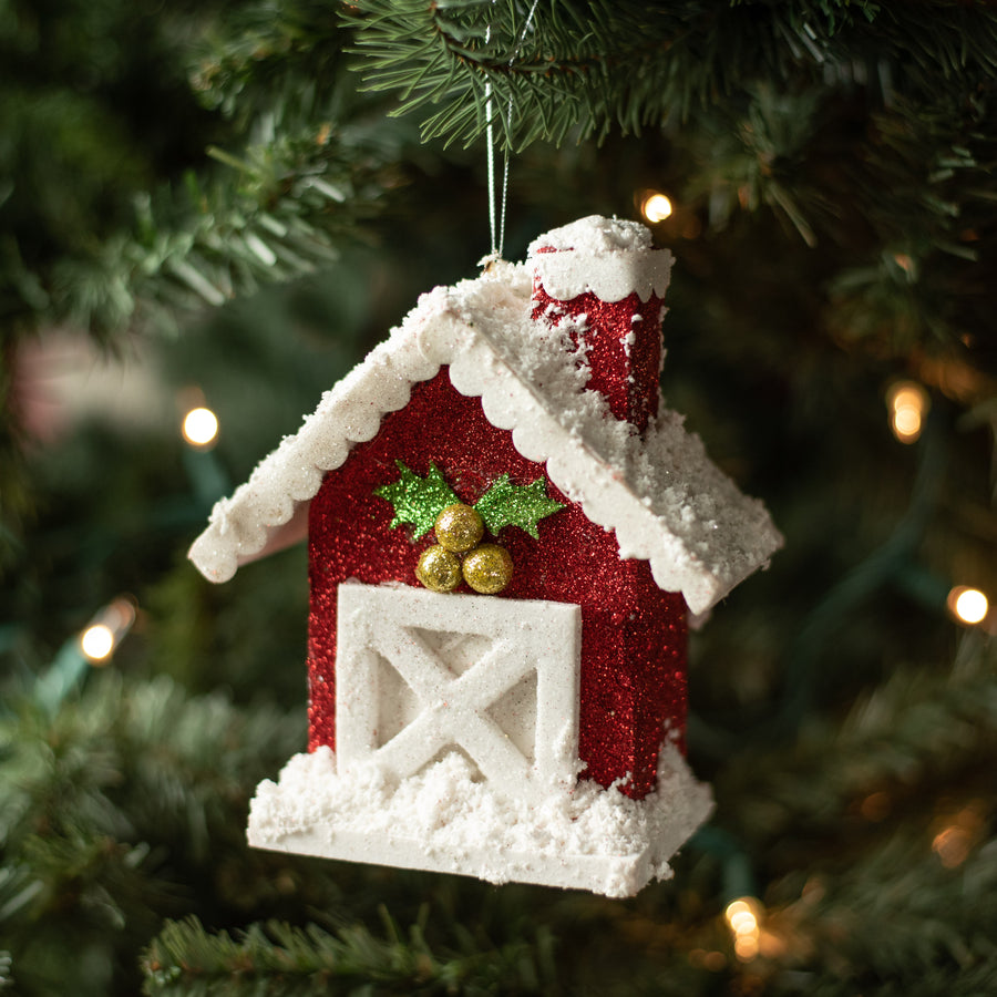 5" Snow Farm House Ornament Lifestyle Photo