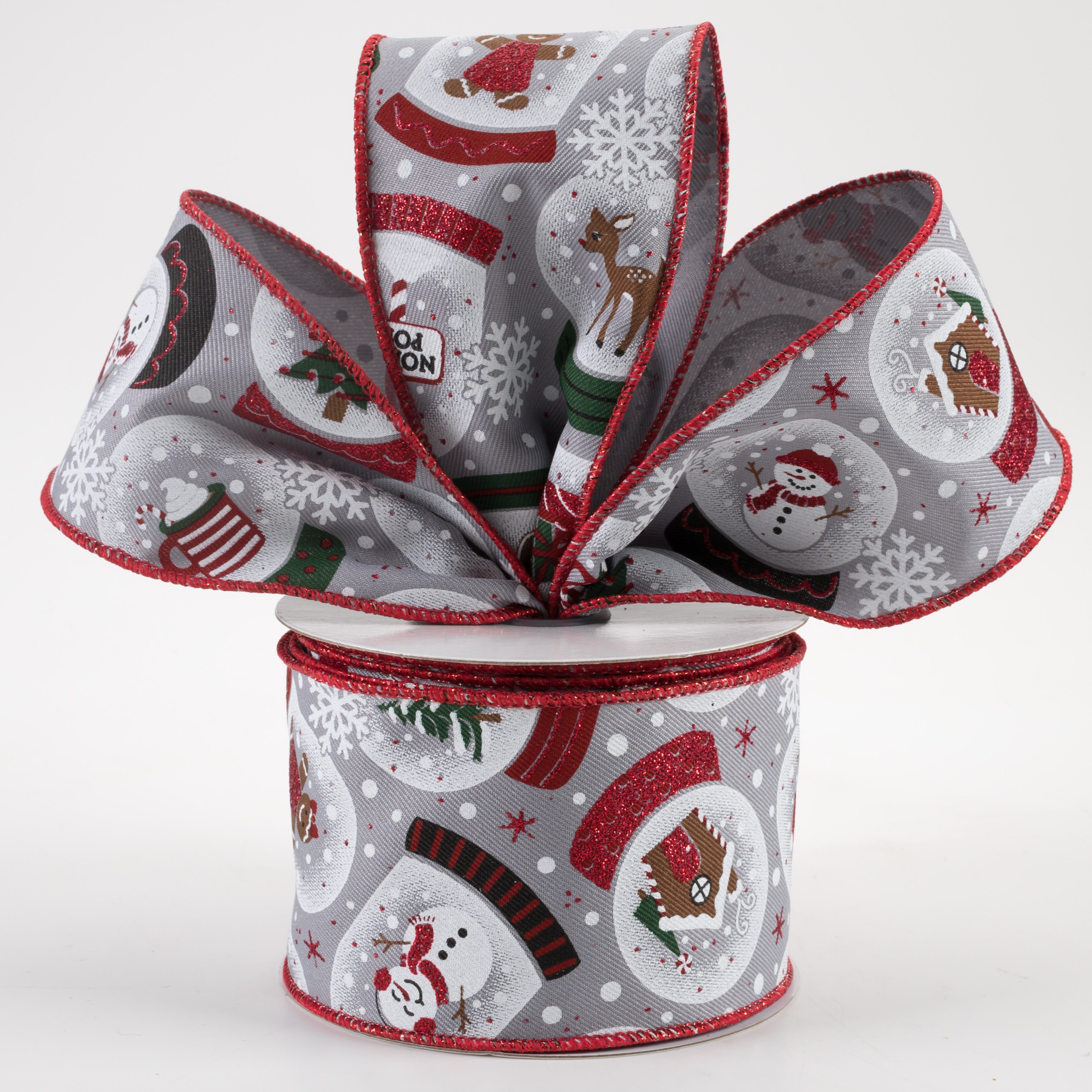 2.5" Snow Globes Ribbon: Grey Diagonal Weave (10 Yards) Lifestyle Photo