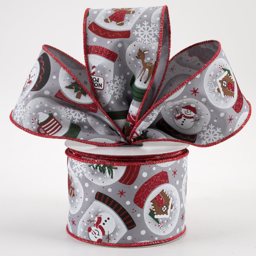 2.5" Snow Globes Ribbon: Grey Diagonal Weave (10 Yards) Lifestyle Photo