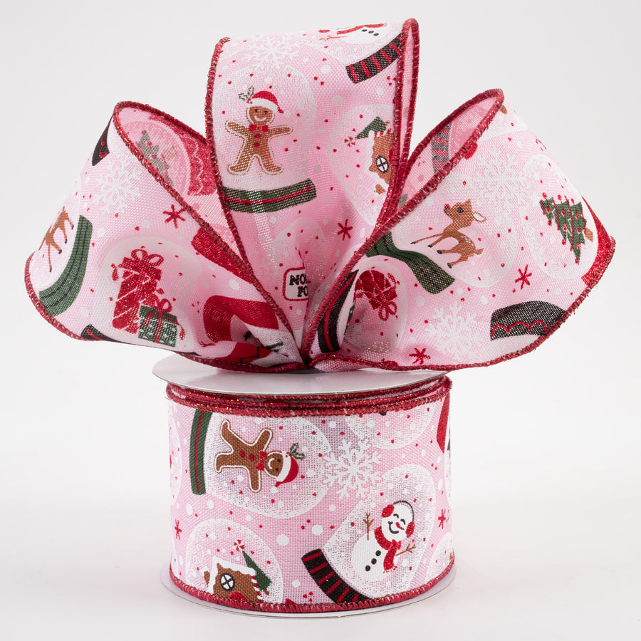 2.5" Snow Globes Ribbon: Pink & Red (10 Yards) Lifestyle Photo