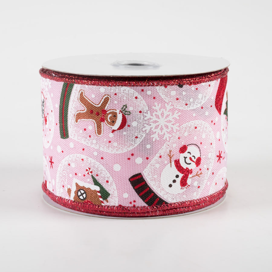 2.5" Snow Globes Ribbon: Pink & Red (10 Yards)