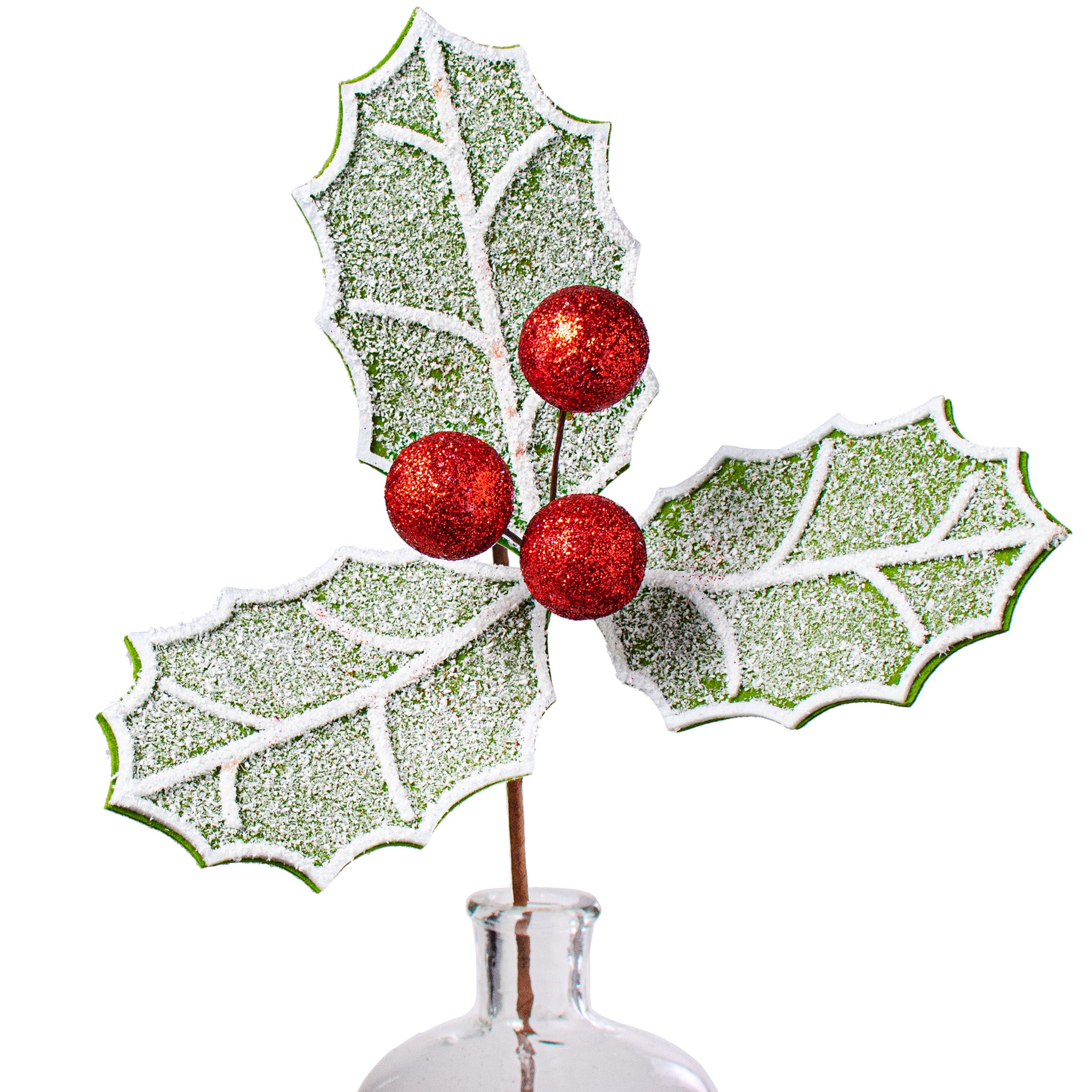 20" Snow Holly Leaf Cluster Stem Item Number: XS1154