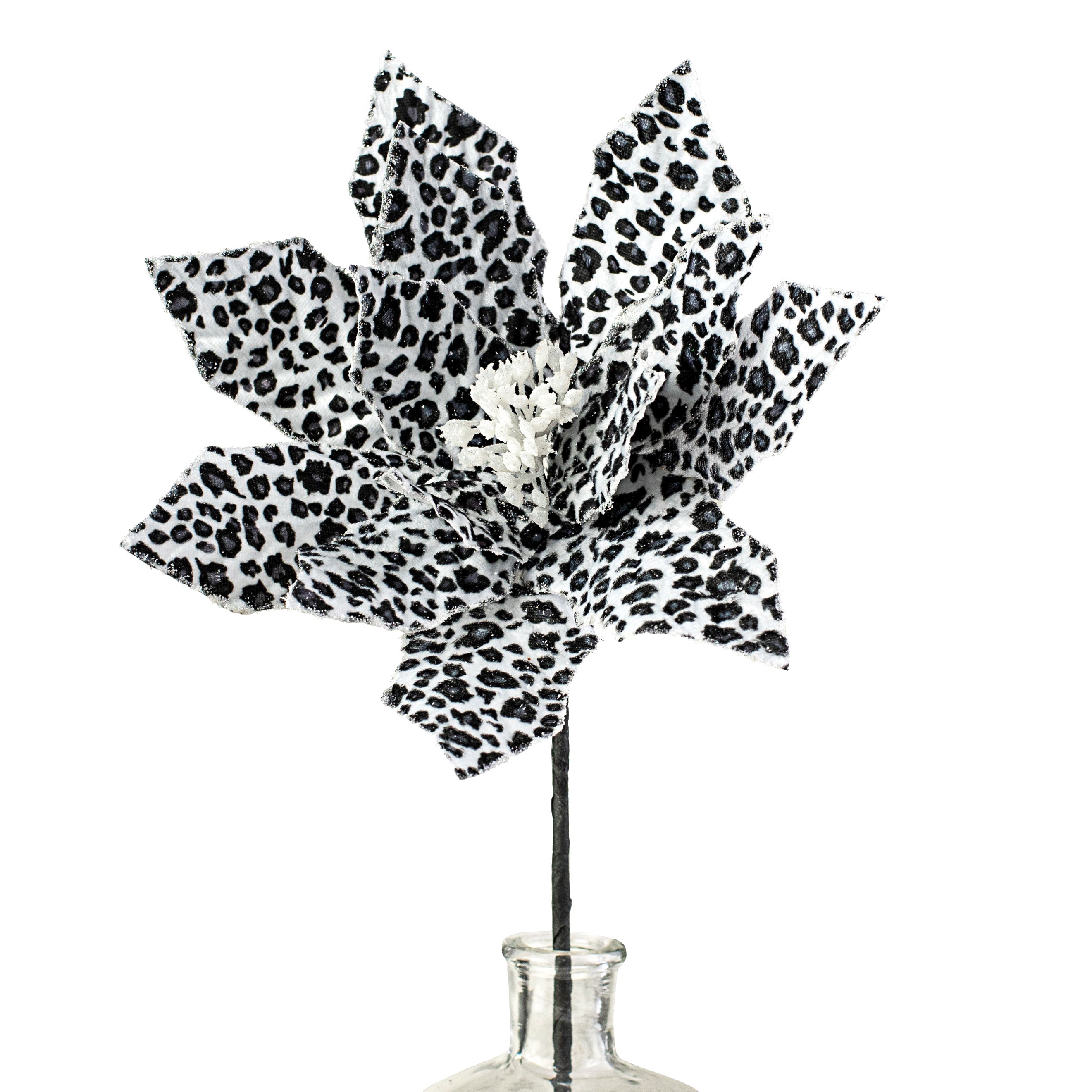 22" Snow Leopard Poinsettia Spray Item Number: 128704