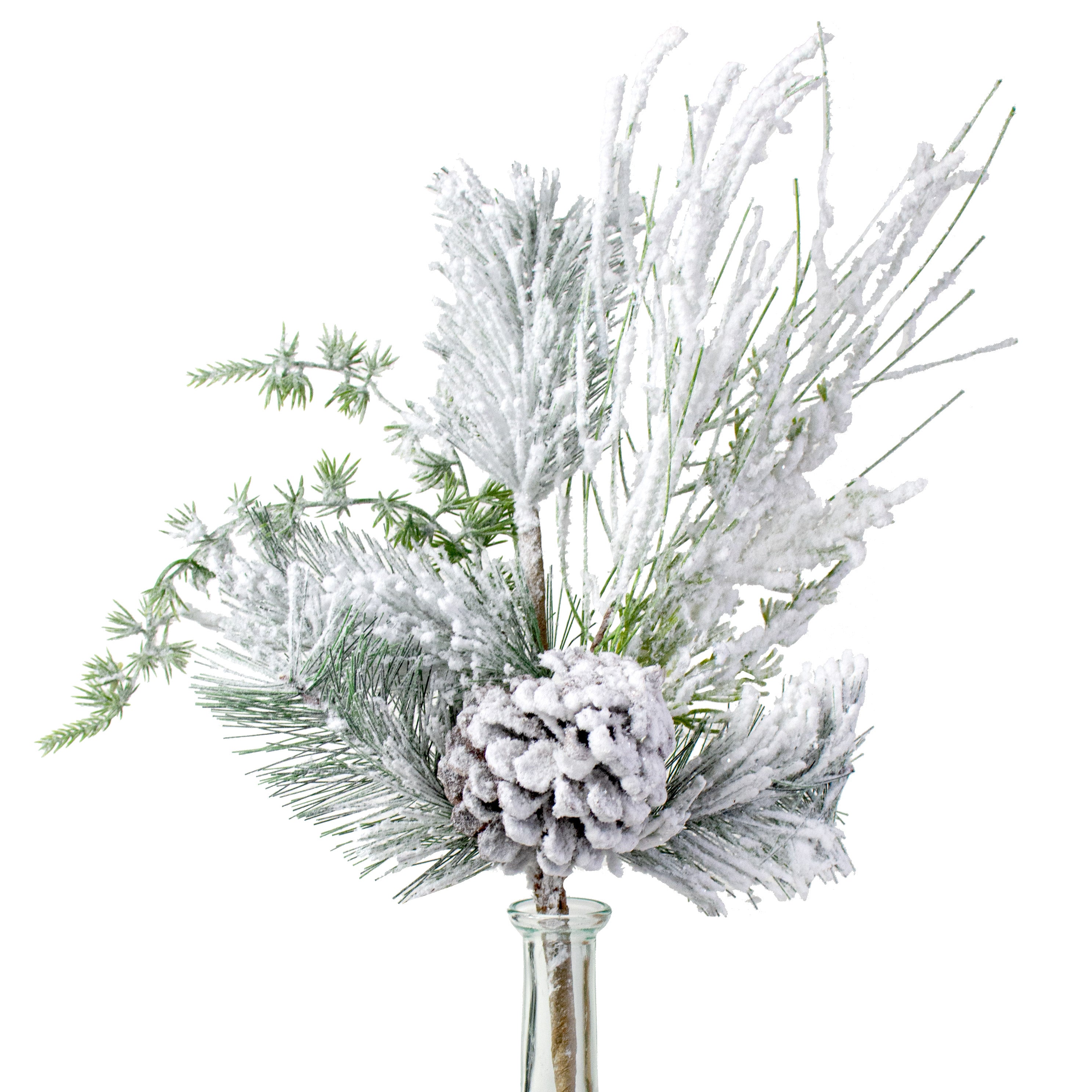 16" Snow Mix Pine With Pinecone Pick Item Number: 85474SP16