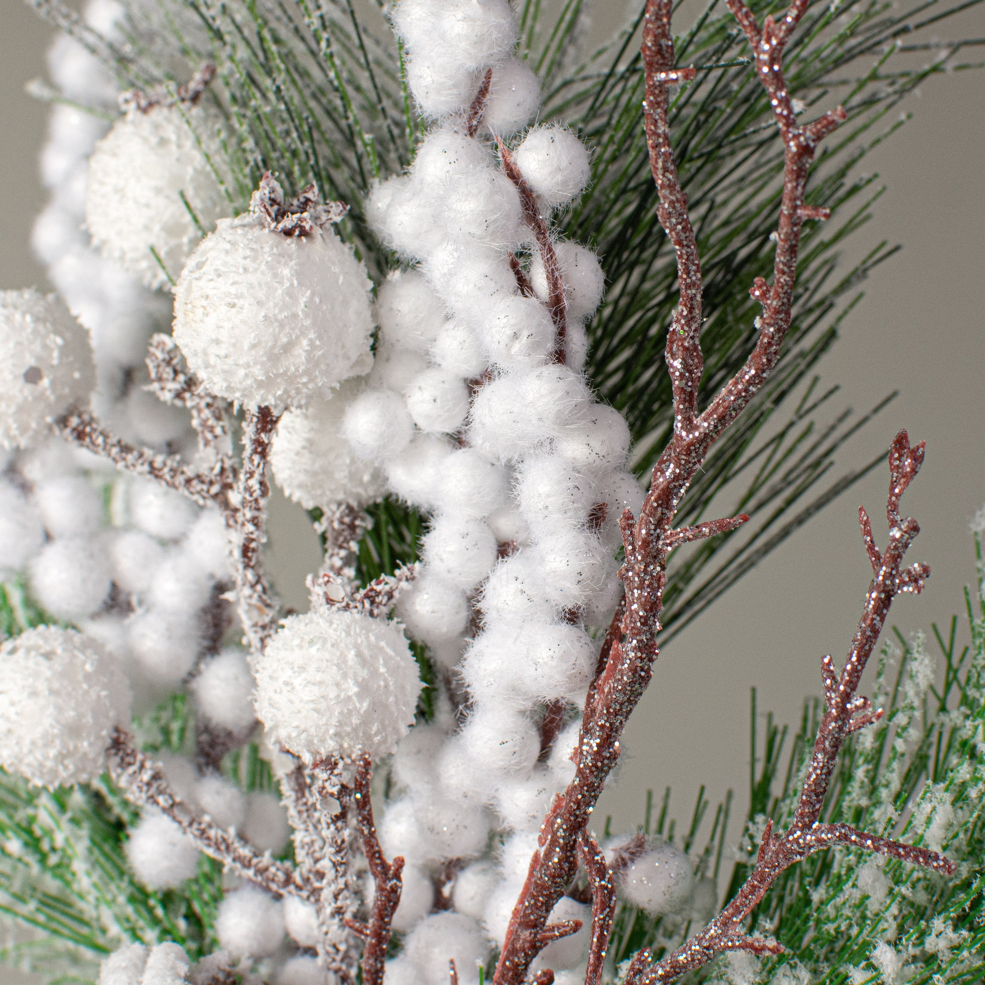 14" Snow Needle Berry Pinecone Pick Lifestyle Photo