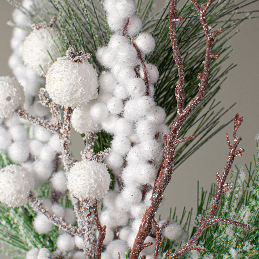 14" Snow Needle Berry Pinecone Pick Lifestyle Photo