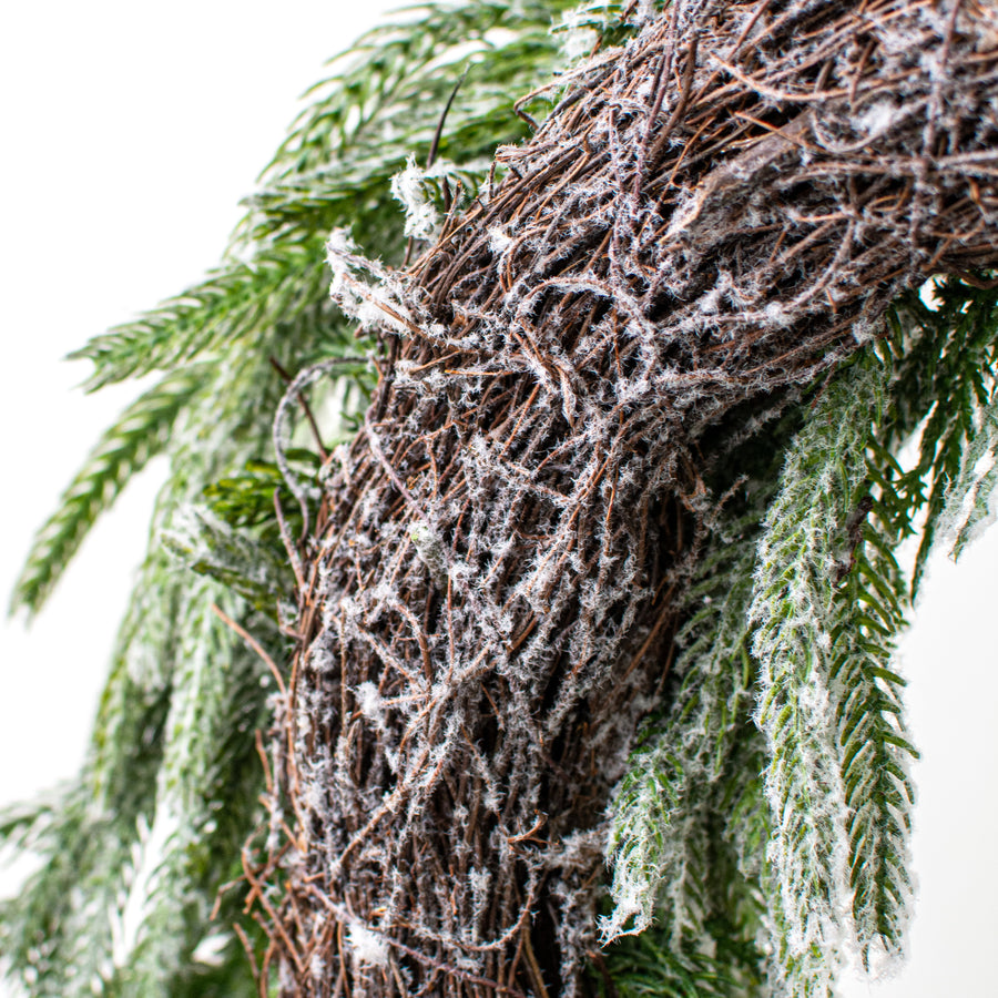 24" Snow Pine Wreath detail photo 5
