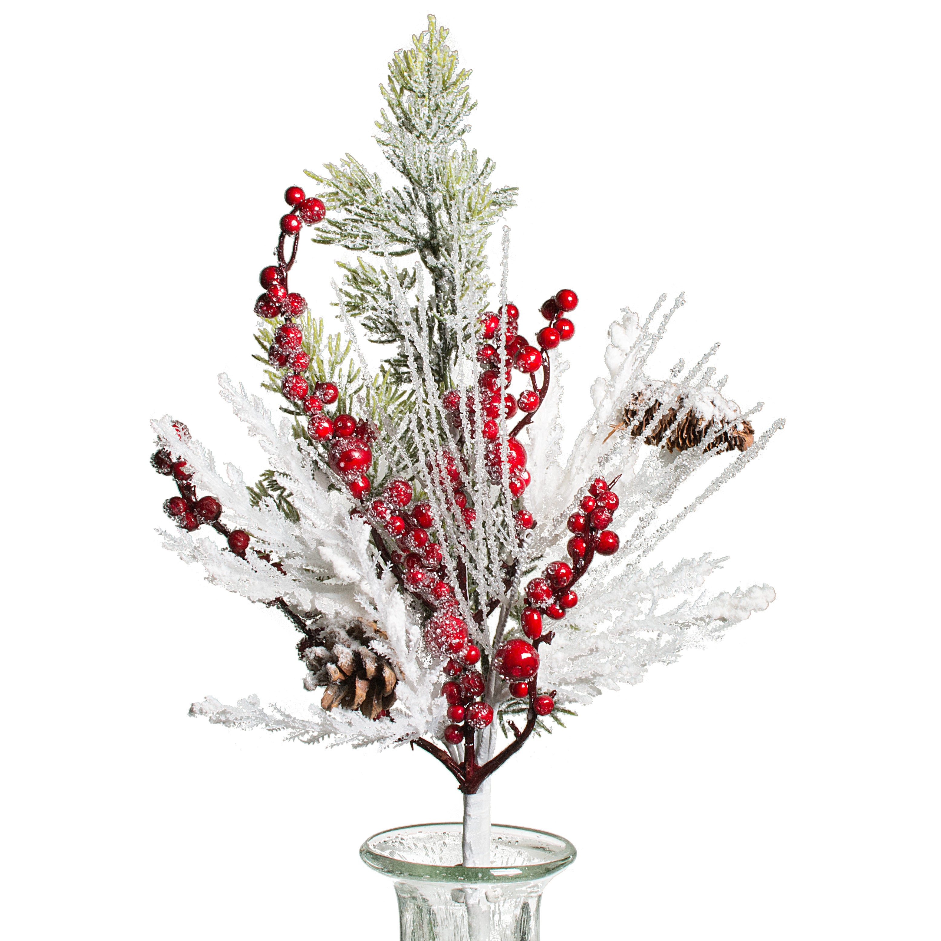20" Snow Pinecone Berry Spray Item Number: XX1959