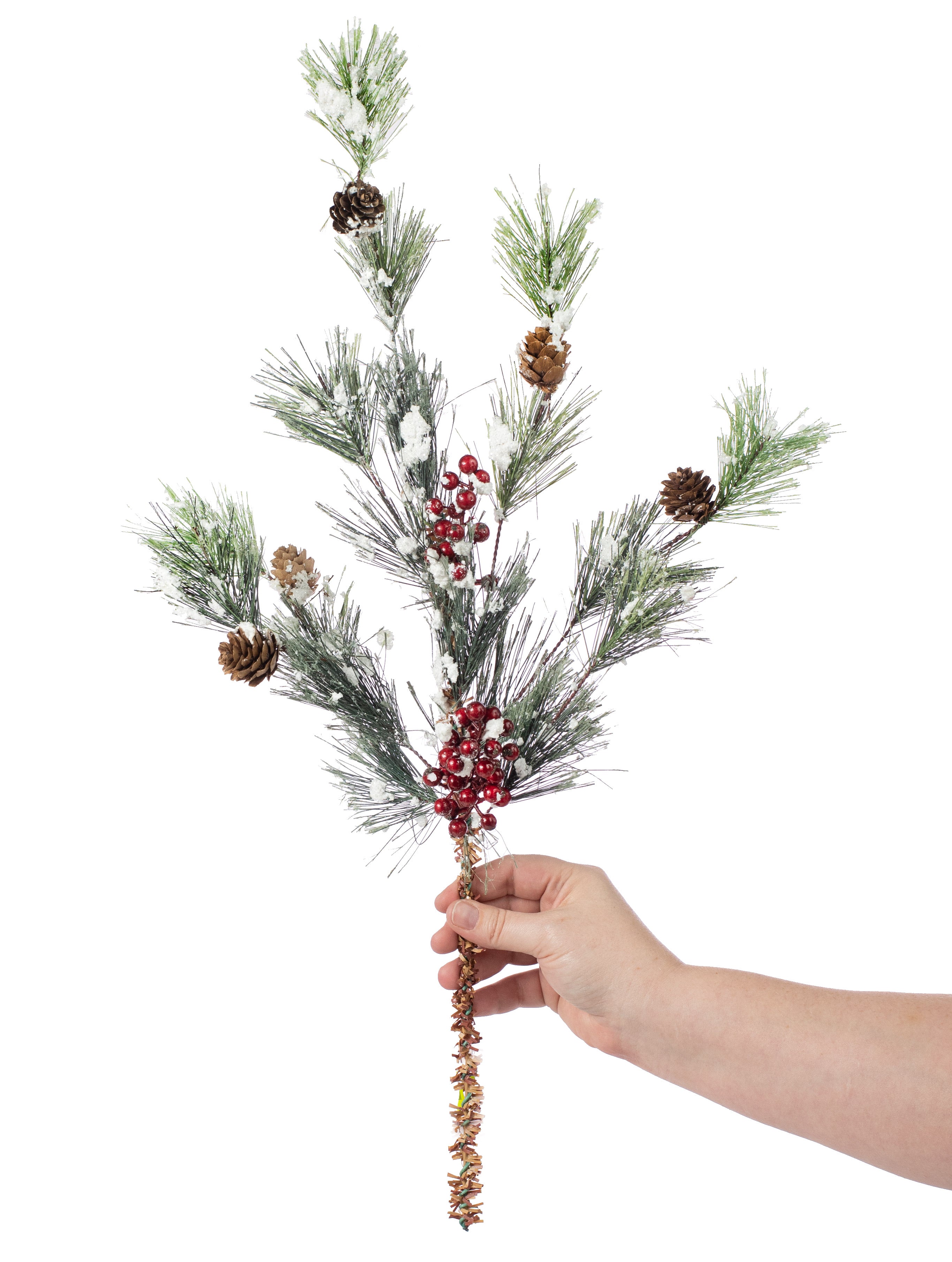24" Snow Smokey Red Berry Spray Lifestyle Photo