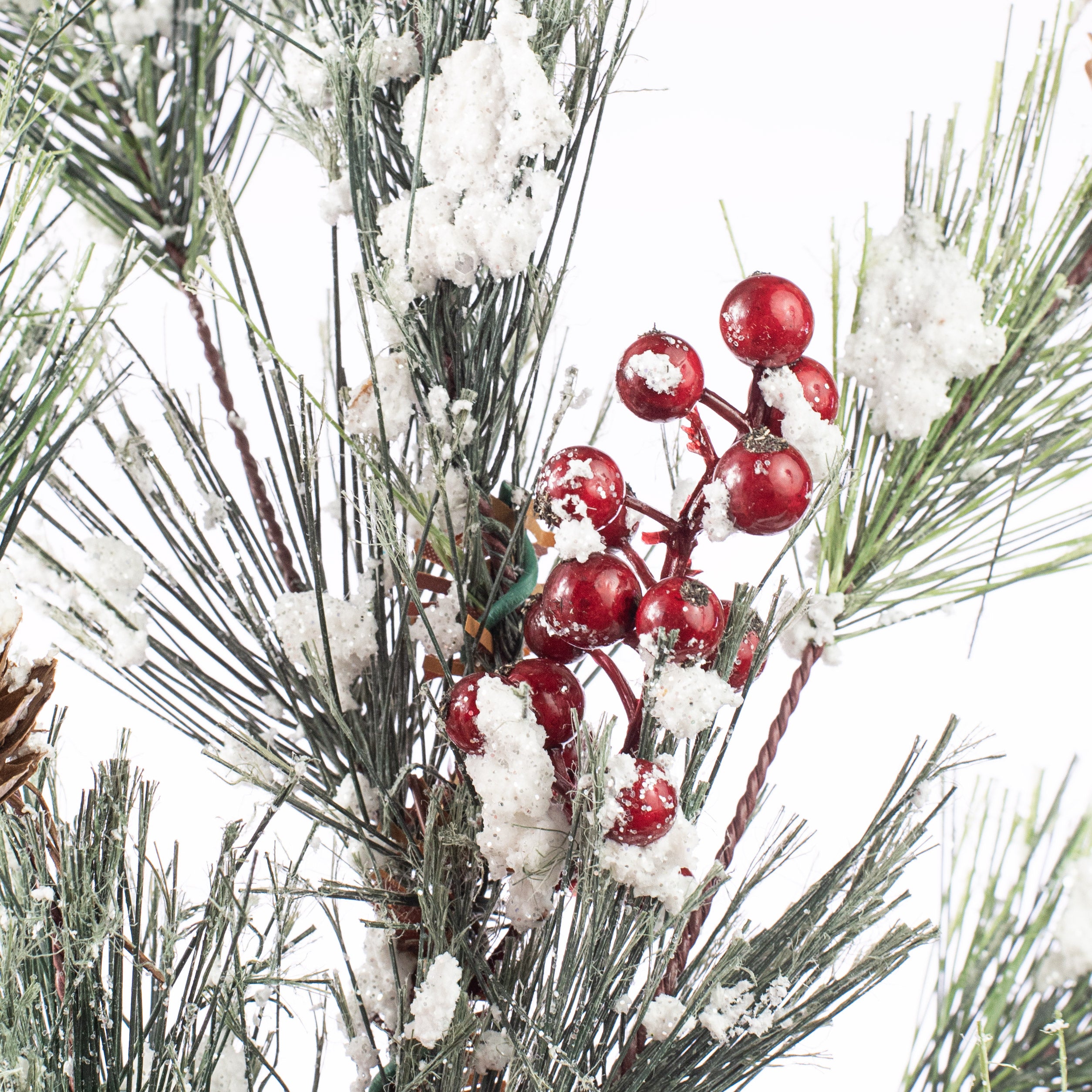 24" Snow Smokey Red Berry Spray detail photo 3