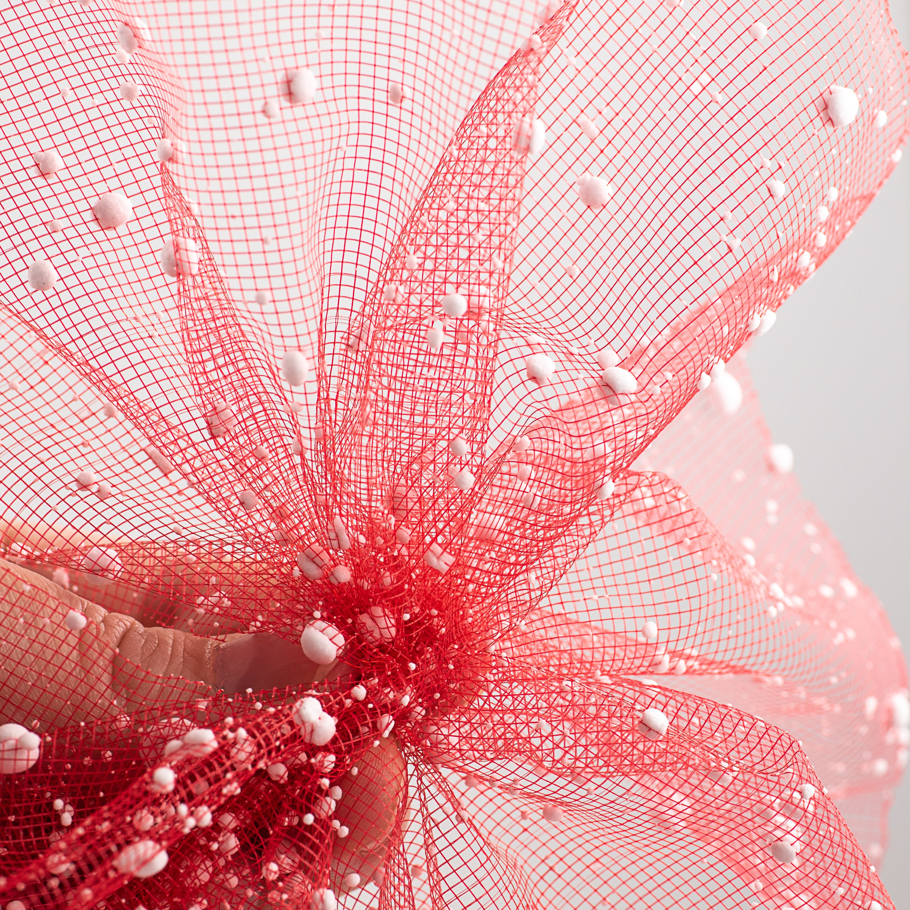 10" Snow Tulle Mesh: Red detail photo 4