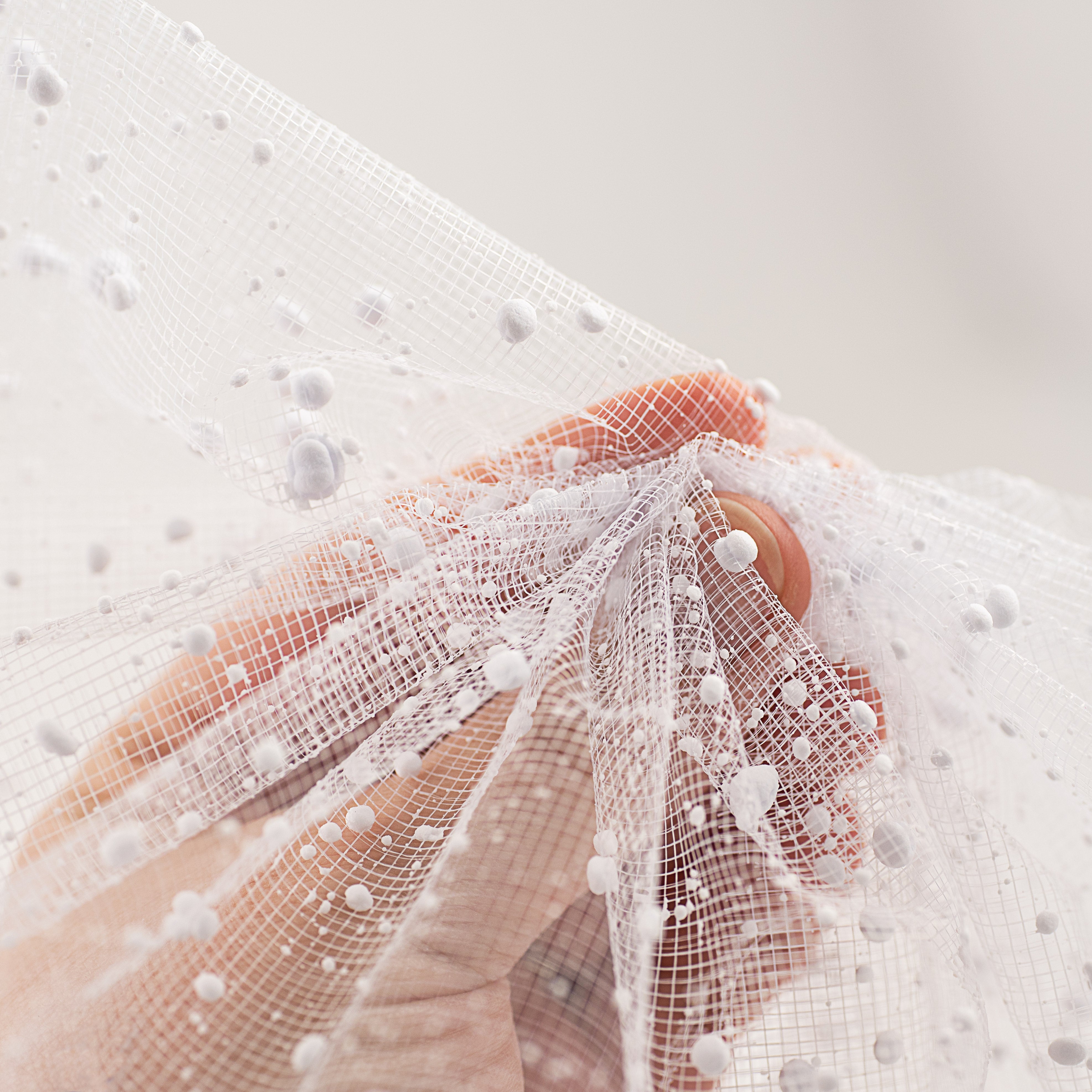 10" Snow Tulle Mesh: White detail photo 3