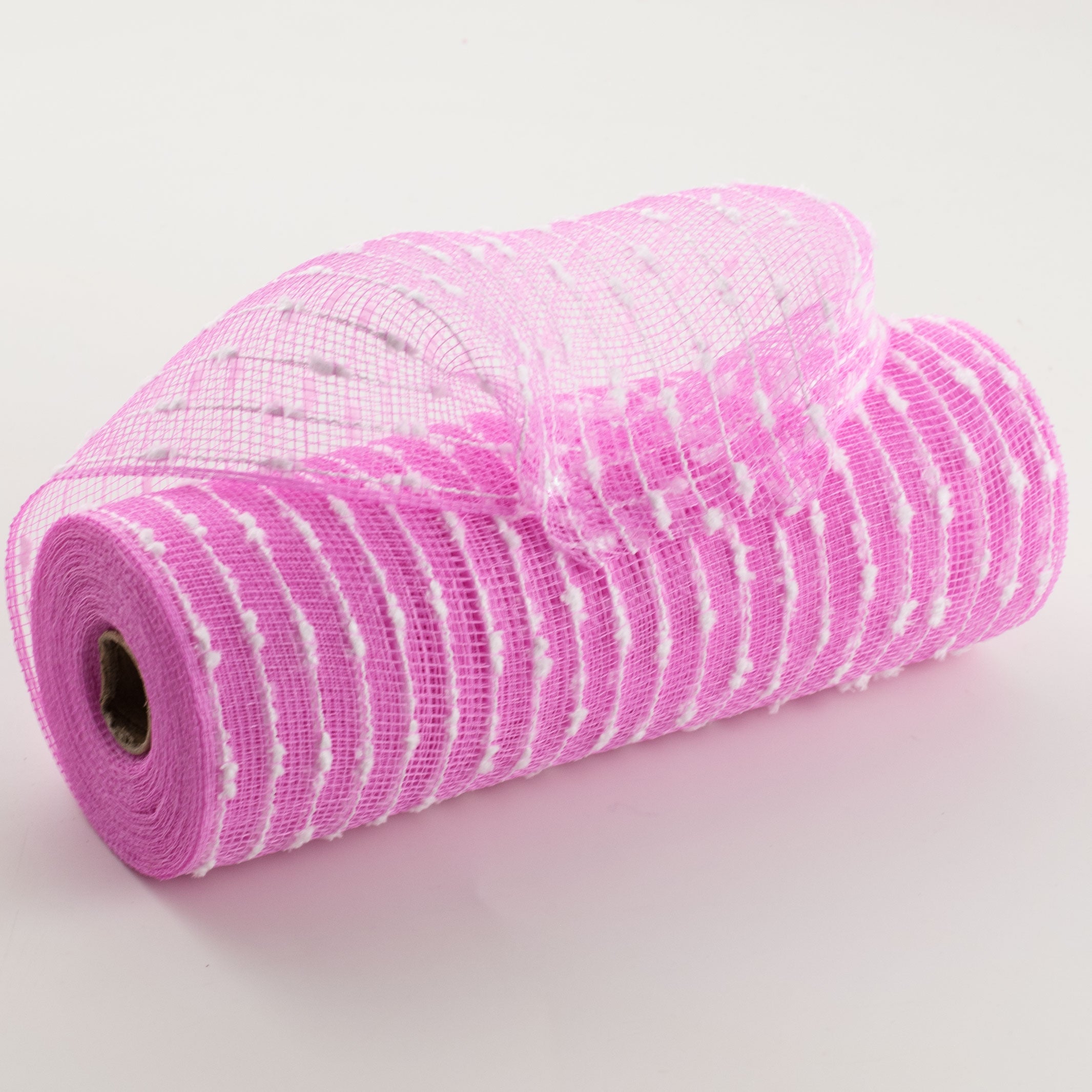 10" Snowball Deco Mesh: Pink & White (10 Yards) Item Number: RY820263
