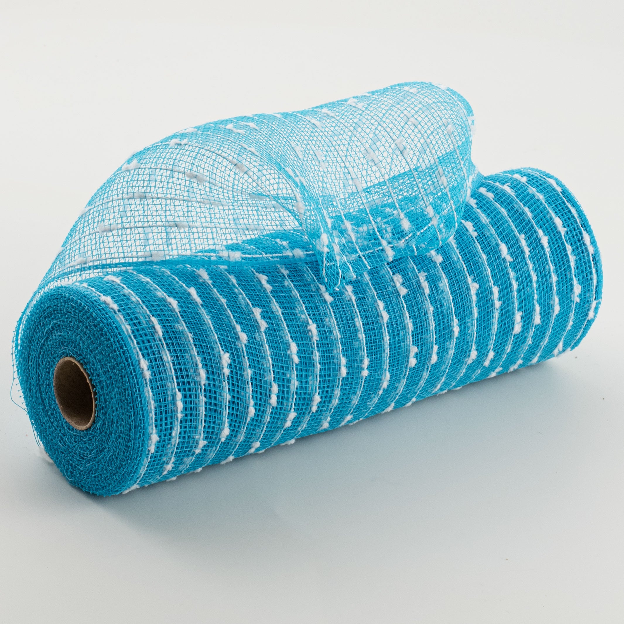 10" Snowball Deco Mesh: Turquoise Blue & White (10 Yards) Item Number: RY820267