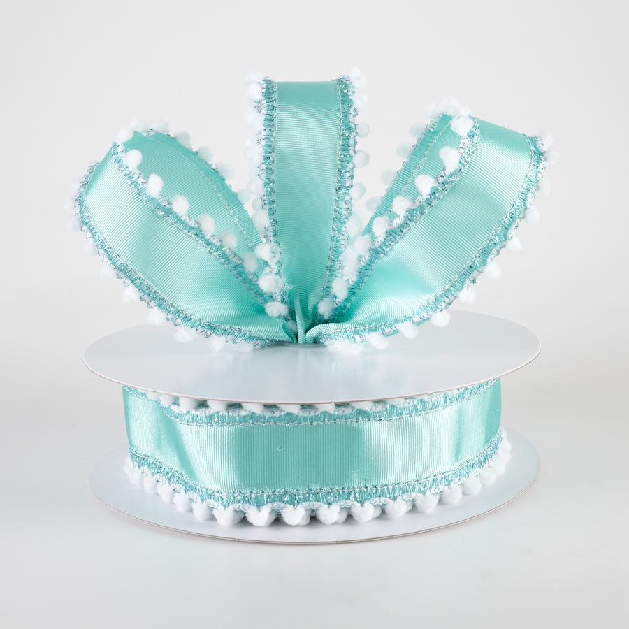 1.5" Snowball Edge Ribbed Satin Ribbon: Aqua Blue (10 Yards) Lifestyle Photo