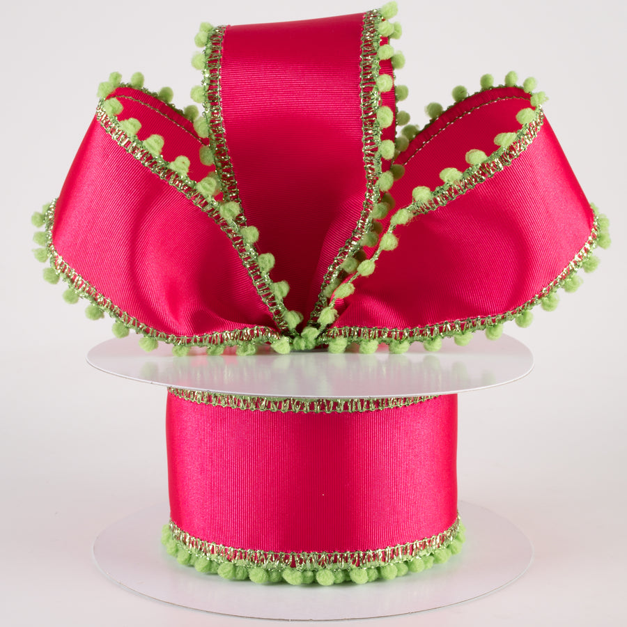 2.5" Snowball Edge Ribbed Satin Ribbon: Hot Pink & Lime (10 Yards) Lifestyle Photo