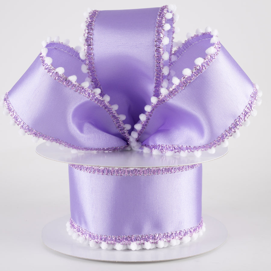 2.5" Snowball Edge Ribbed Satin Ribbon: Lavender (10 Yards) Lifestyle Photo