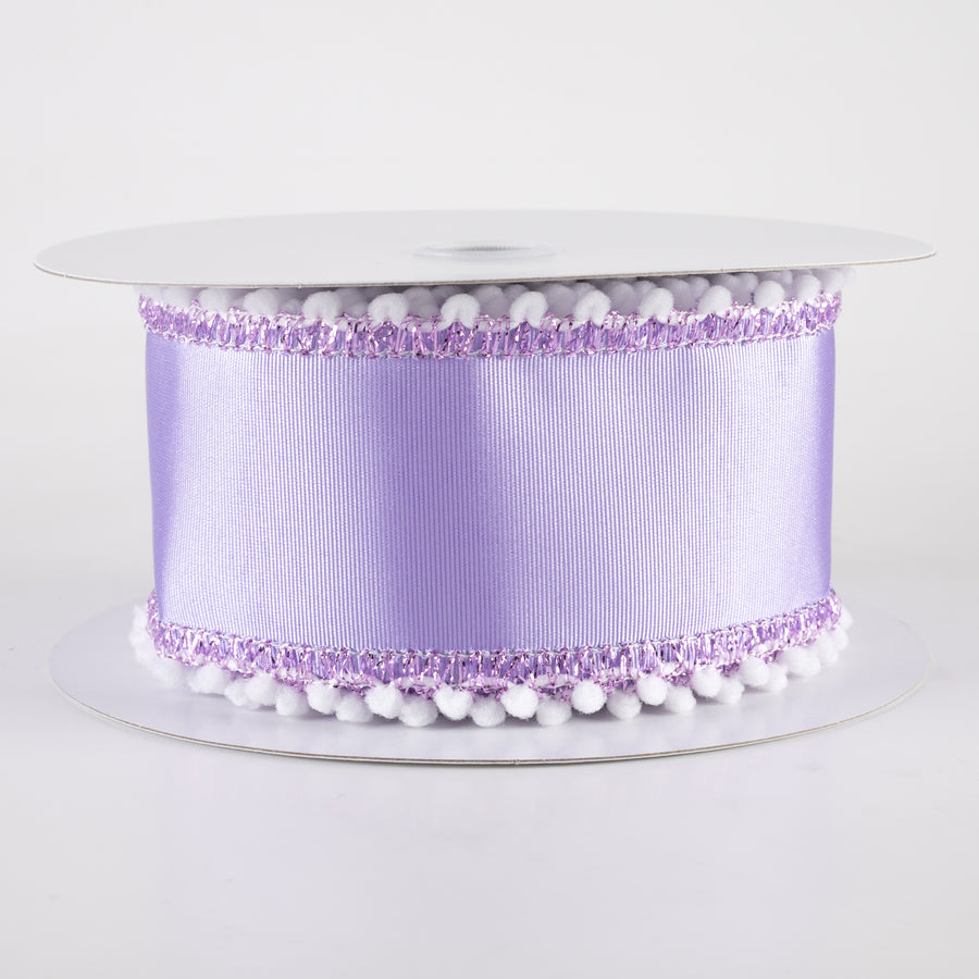 2.5" Snowball Edge Ribbed Satin Ribbon: Lavender (10 Yards)