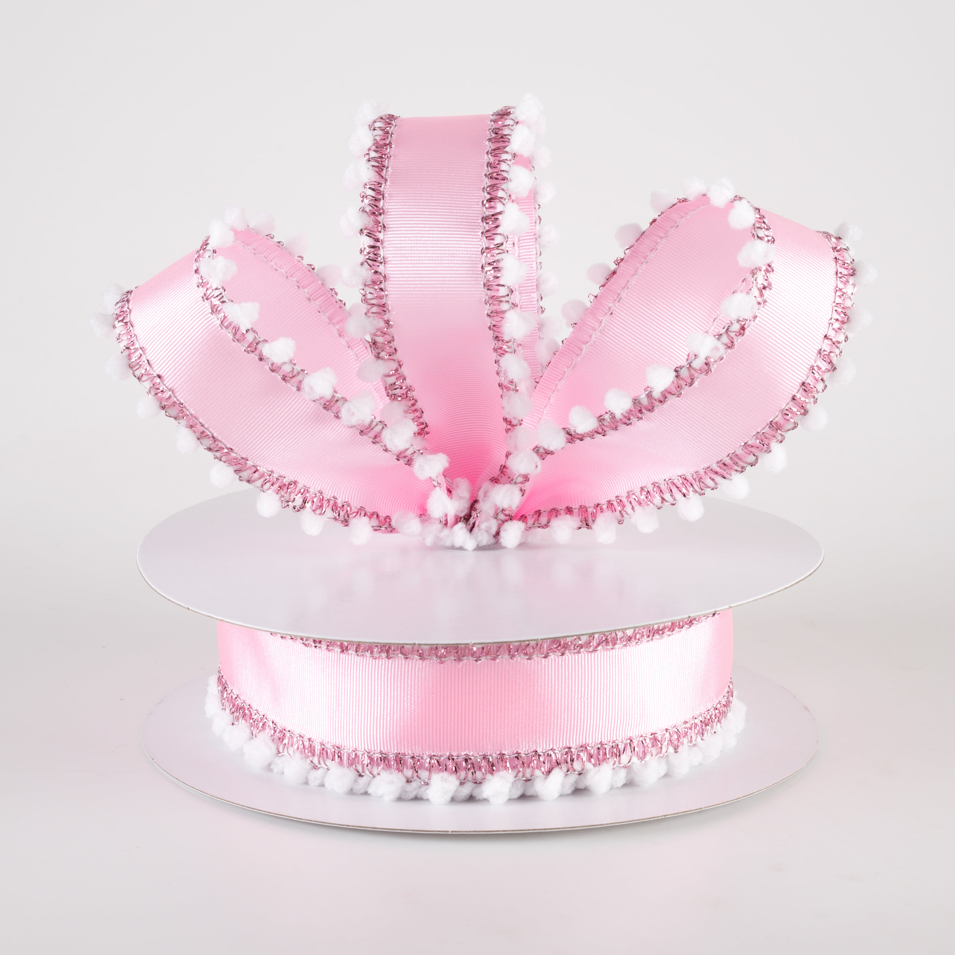 1.5" Snowball Edge Ribbed Satin Ribbon: Pink (10 Yards) Lifestyle Photo
