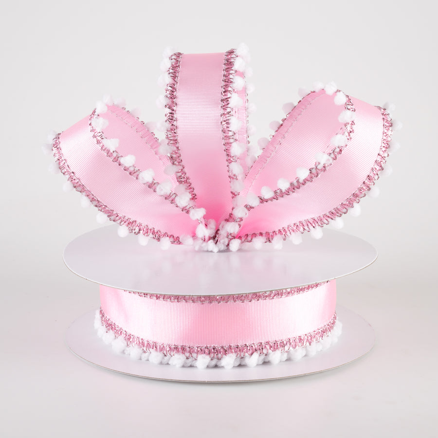 1.5" Snowball Edge Ribbed Satin Ribbon: Pink (10 Yards) Lifestyle Photo
