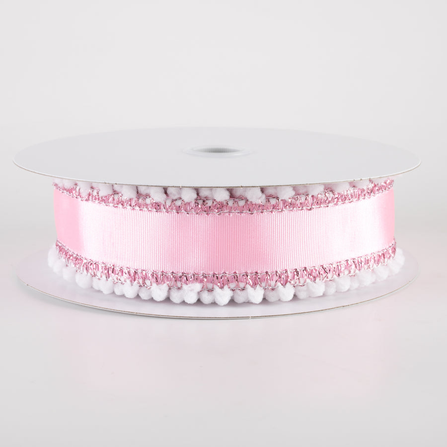 1.5" Snowball Edge Ribbed Satin Ribbon: Pink (10 Yards)