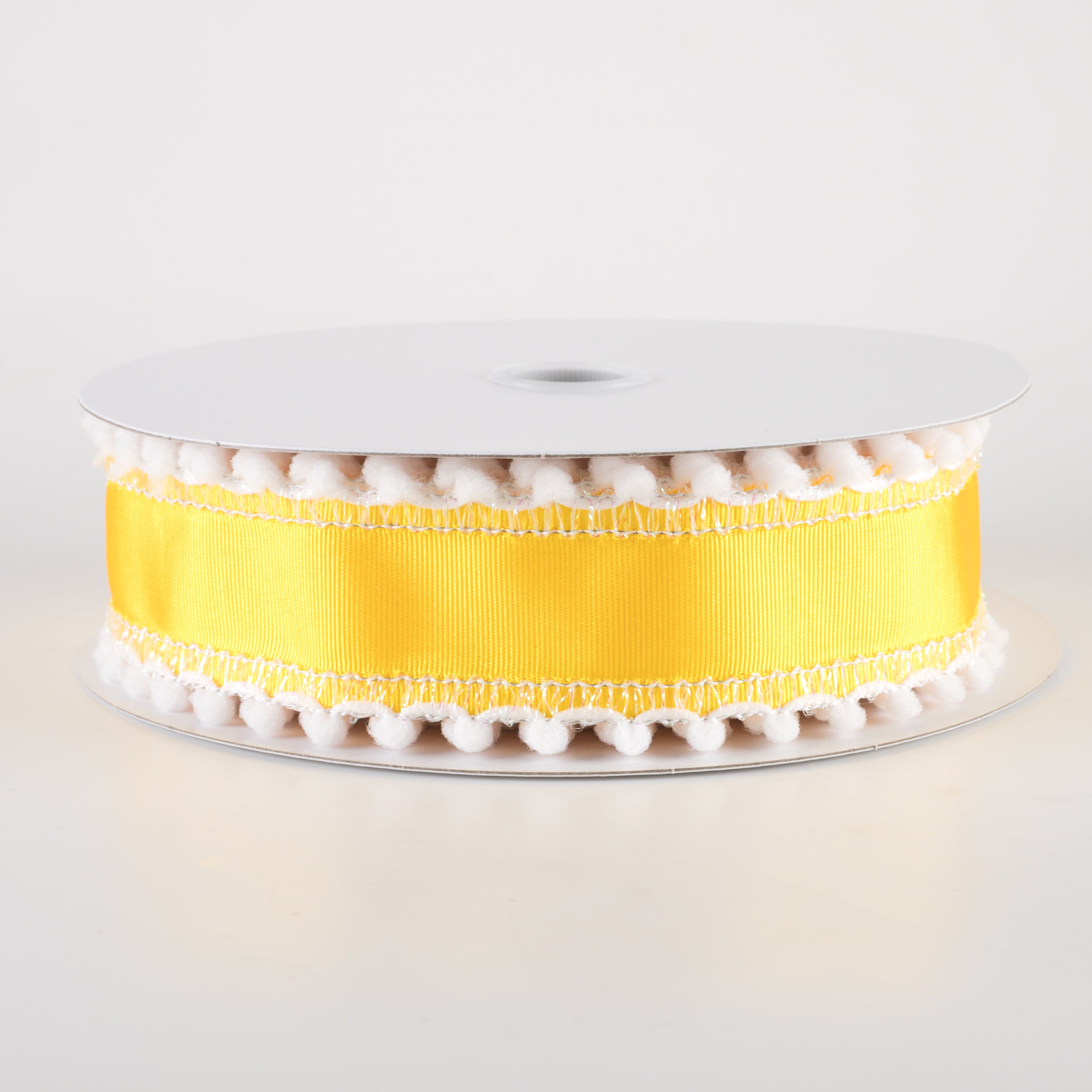 1.5" Snowball Edge Ribbed Satin Ribbon: Yellow (10 Yards)