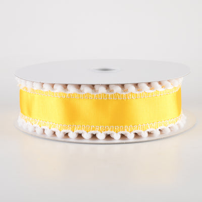 1.5" Snowball Edge Ribbed Satin Ribbon: Yellow (10 Yards)