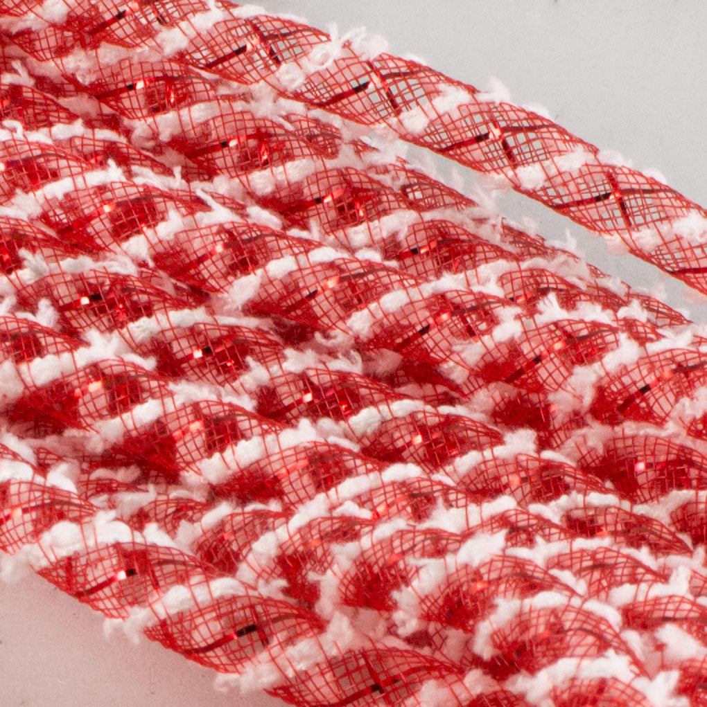 Snowdrift Deco Flex Tubing Ribbon: Red & White (20 Yards) Lifestyle Photo