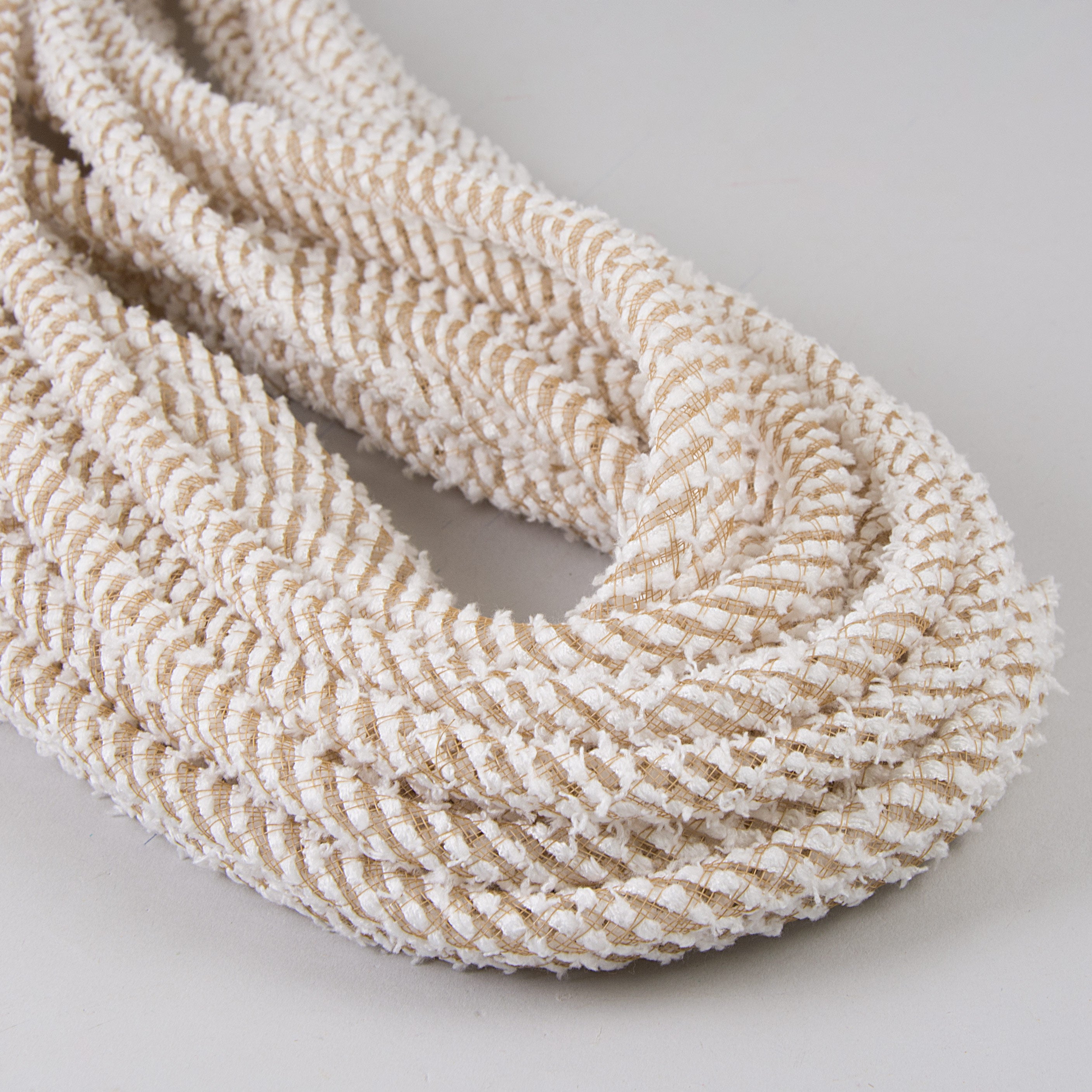 Snowdrift Deco Flex Tubing Ribbon: White & Natural (20 Yards) Item Number: RE3221CC