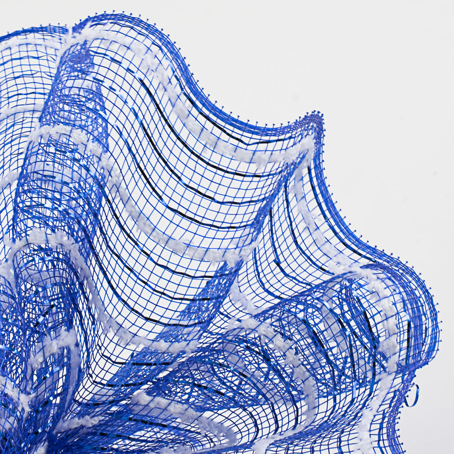 10" Snowdrift Deco Mesh: Royal Blue Foil & White Lifestyle Photo