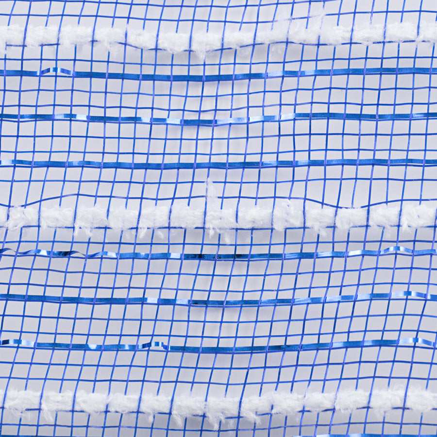 10" Snowdrift Deco Mesh: Royal Blue Foil & White detail photo 3