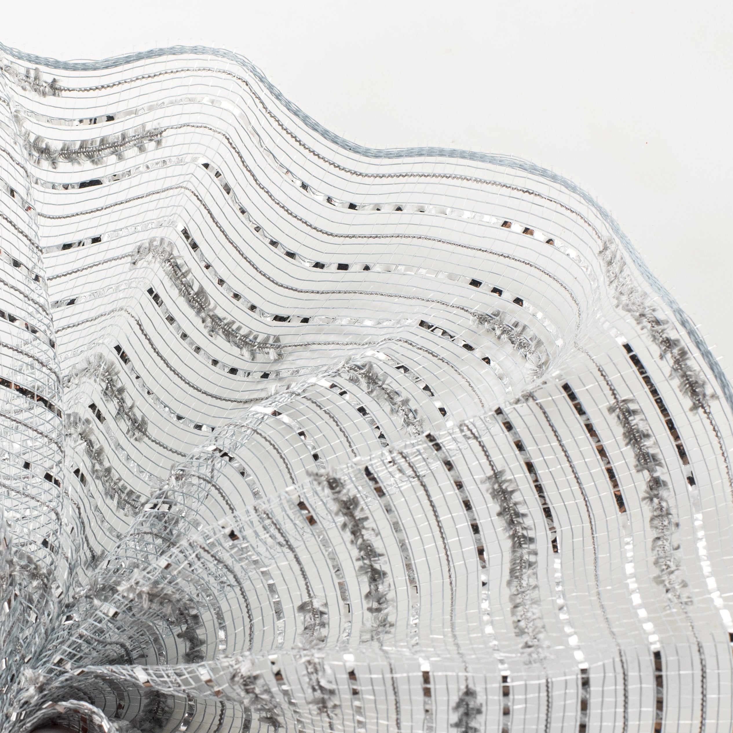 10" Double Snowdrift Deco Mesh: Silver Lifestyle Photo