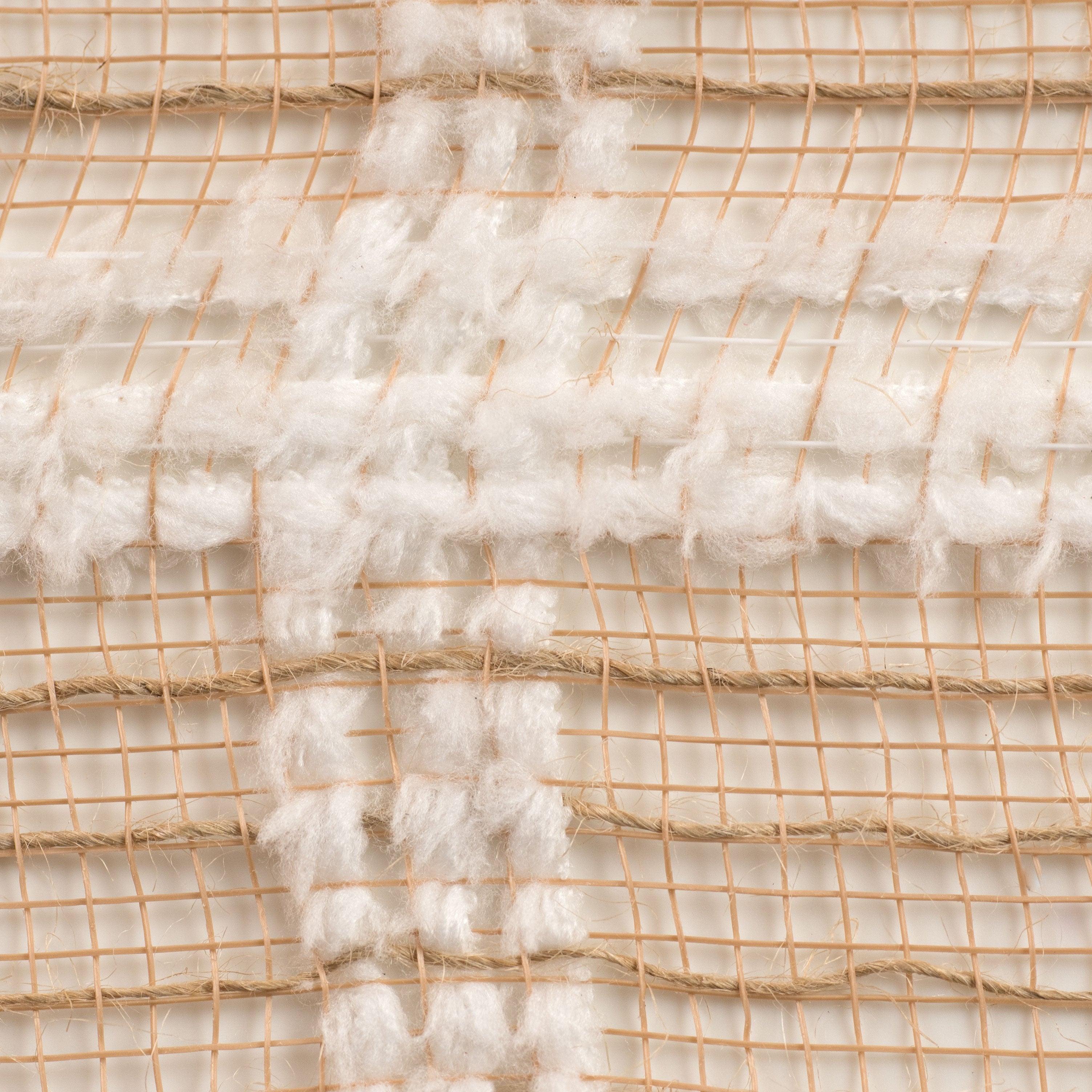 10" Snowdrift Jute Check Deco Mesh: Natural & White detail photo 3