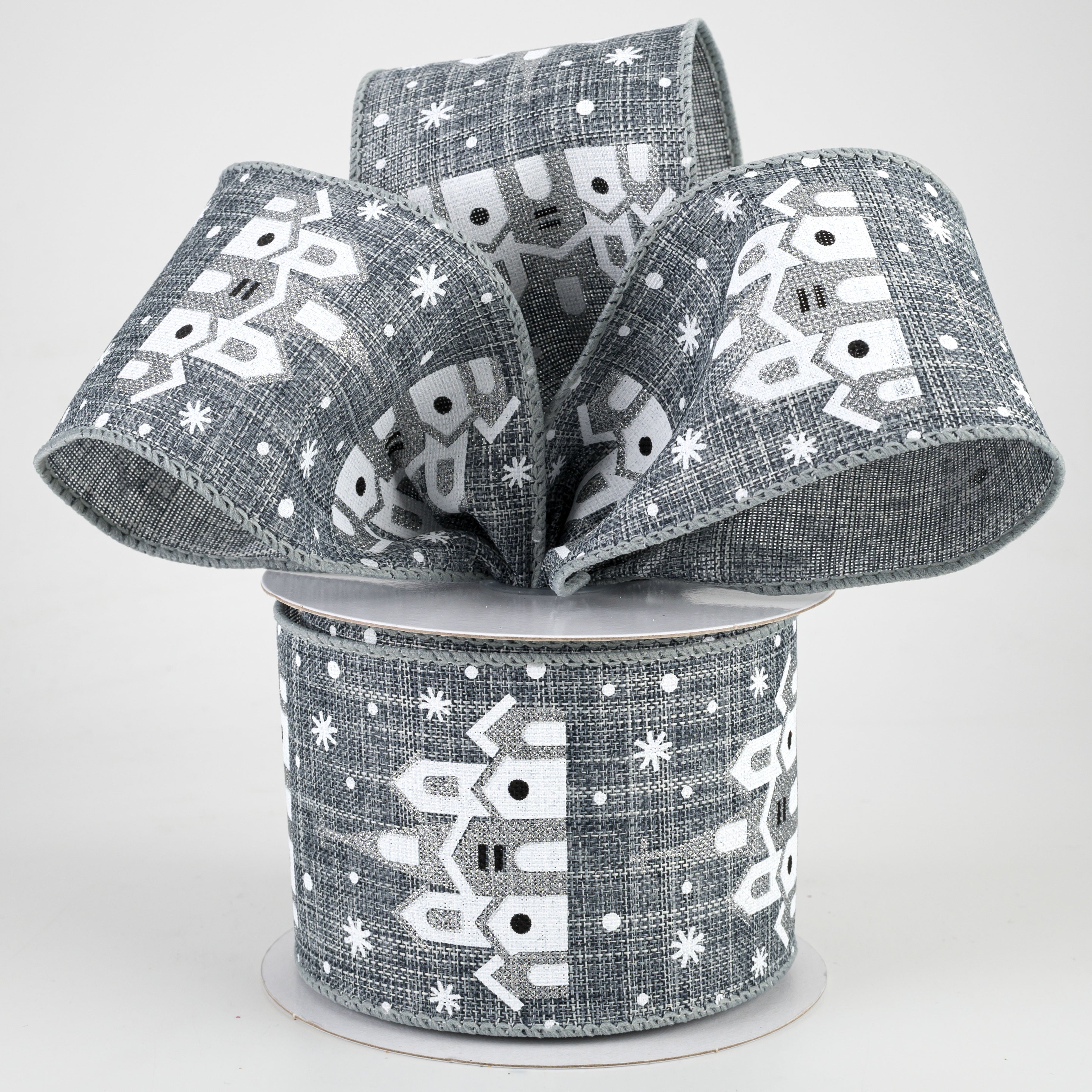 2.5" Snowflake & Church Ribbon: Grey (10 Yards) Lifestyle Photo
