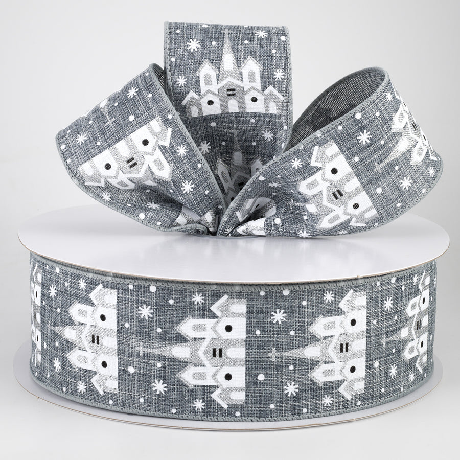 2.5" Snowflake & Church Ribbon: Grey (50 Yards) Lifestyle Photo