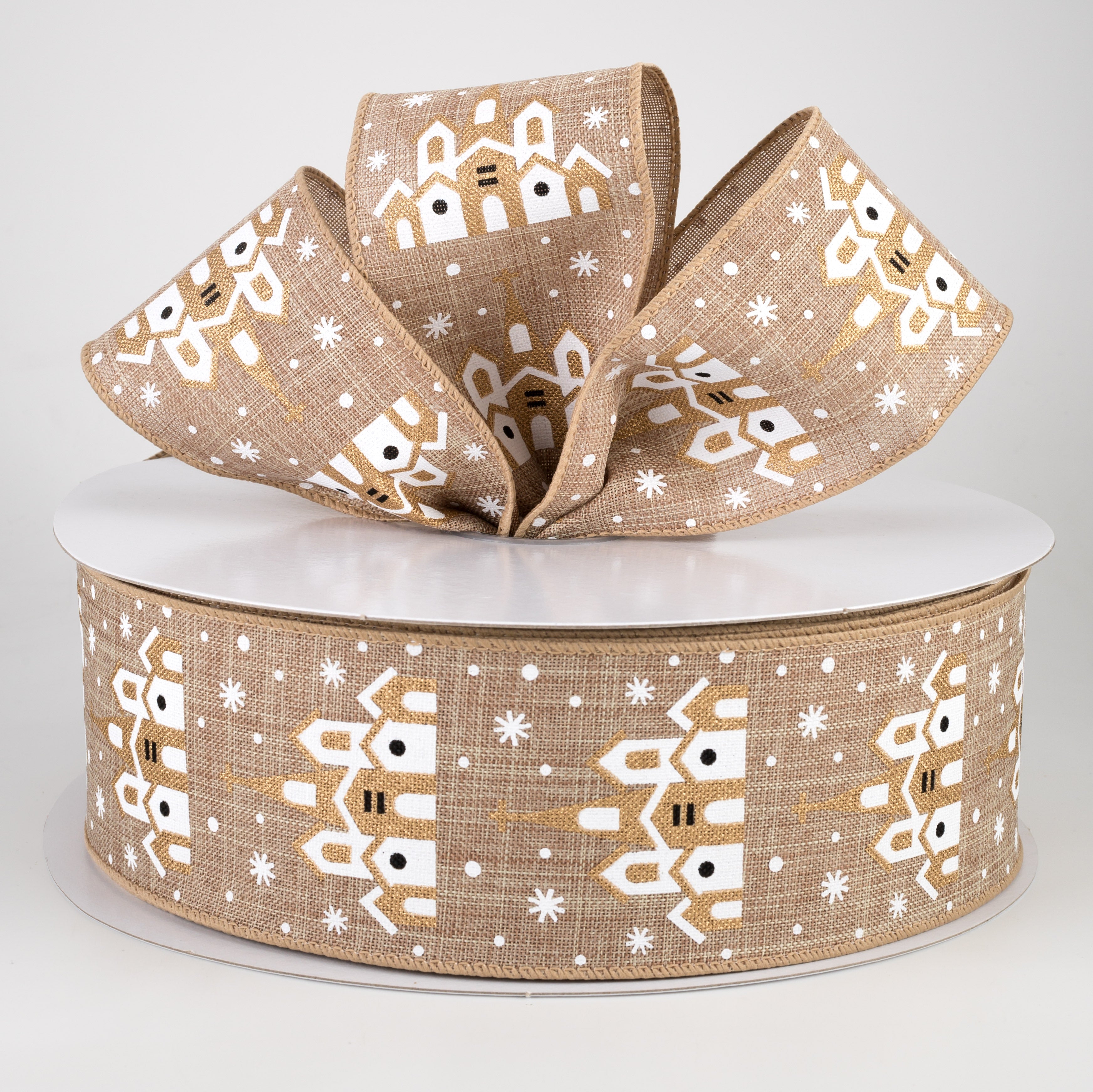 2.5" Snowflake & Church Ribbon: Natural (50 Yards) Lifestyle Photo