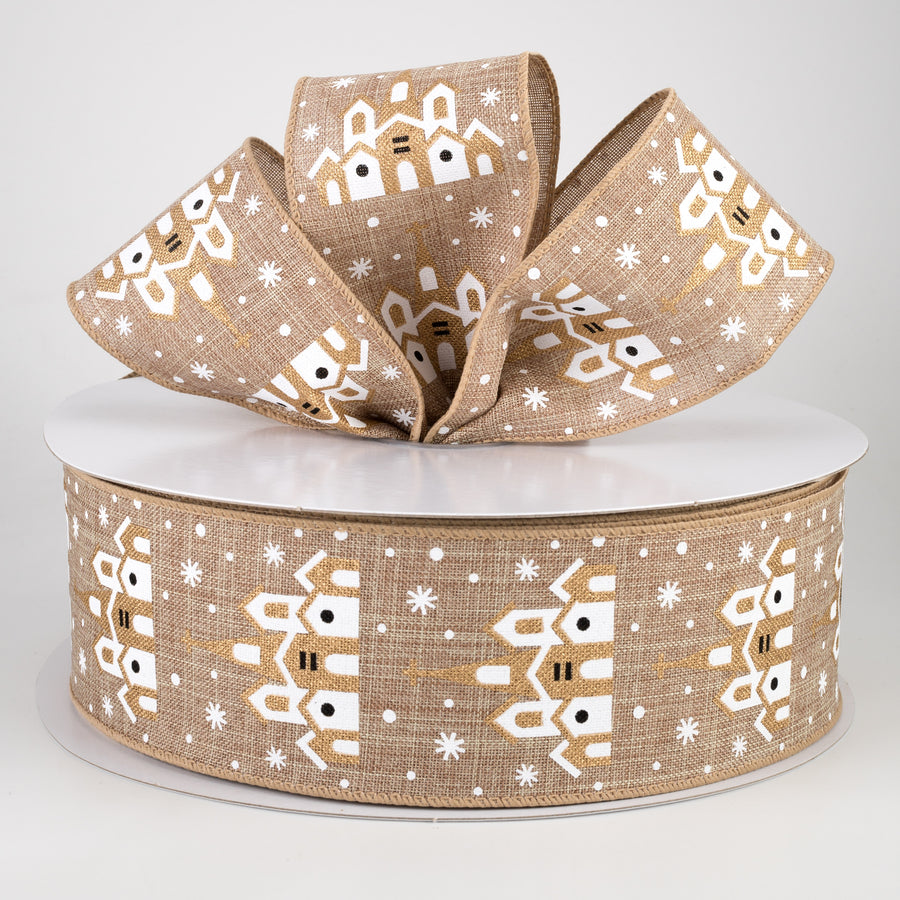 2.5" Snowflake & Church Ribbon: Natural (50 Yards) Lifestyle Photo