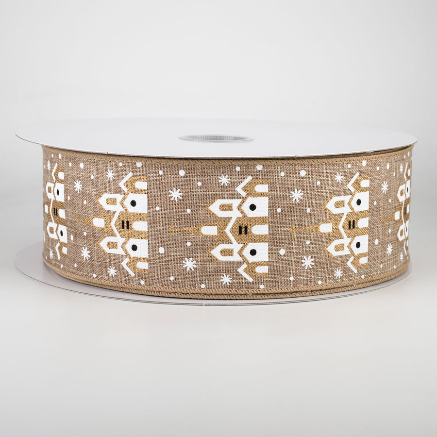 2.5" Snowflake & Church Ribbon: Natural (50 Yards)