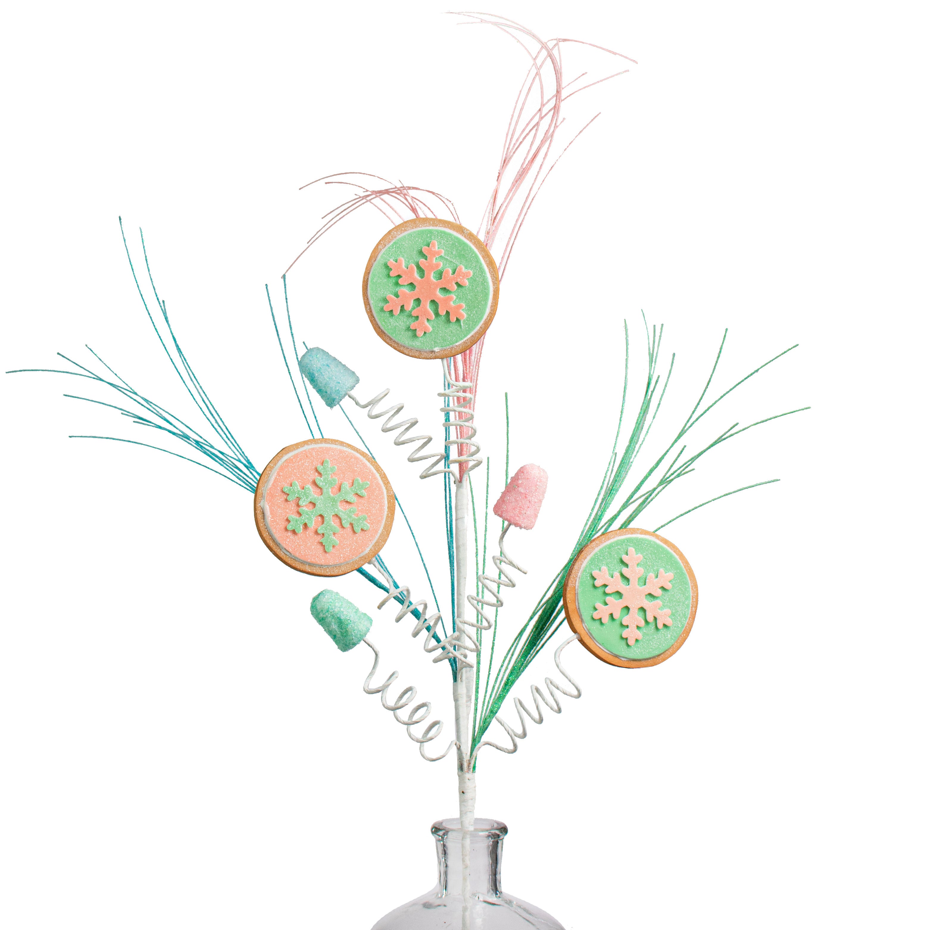 30" Snowflake Cookie Gumdrop Spray: Mint & Pink Item Number: 85574MIPK