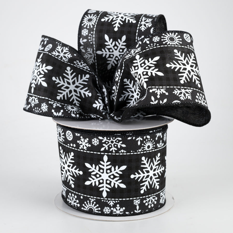 2.5" Snowflake On Center Ribbon: Black (10 Yards) Lifestyle Photo